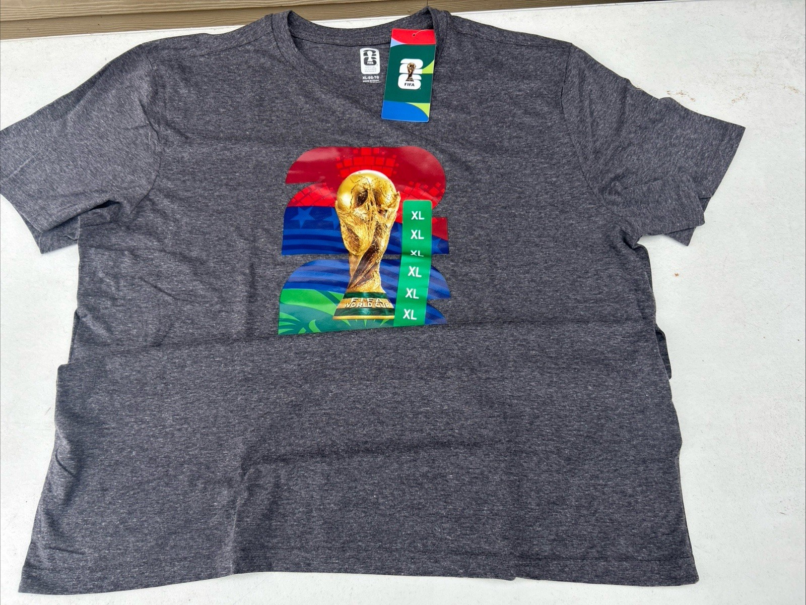 FIFA Official Licensed World Cup T Shirt Short Sleeve New with Tag Dark Gray L