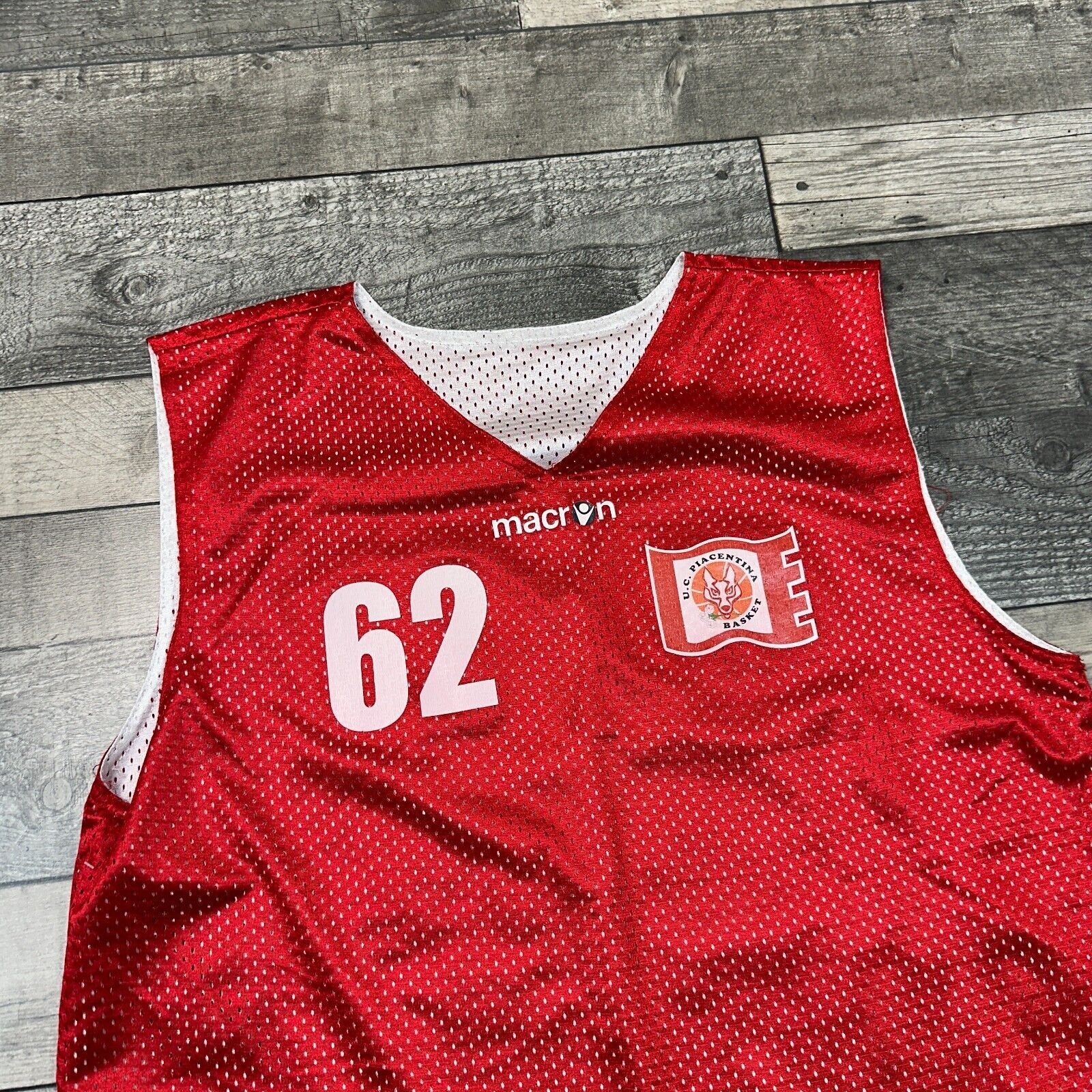 Macron U C Piancentina Basketball Jersey Vest Retro Y2K Multicoloured Mens Small