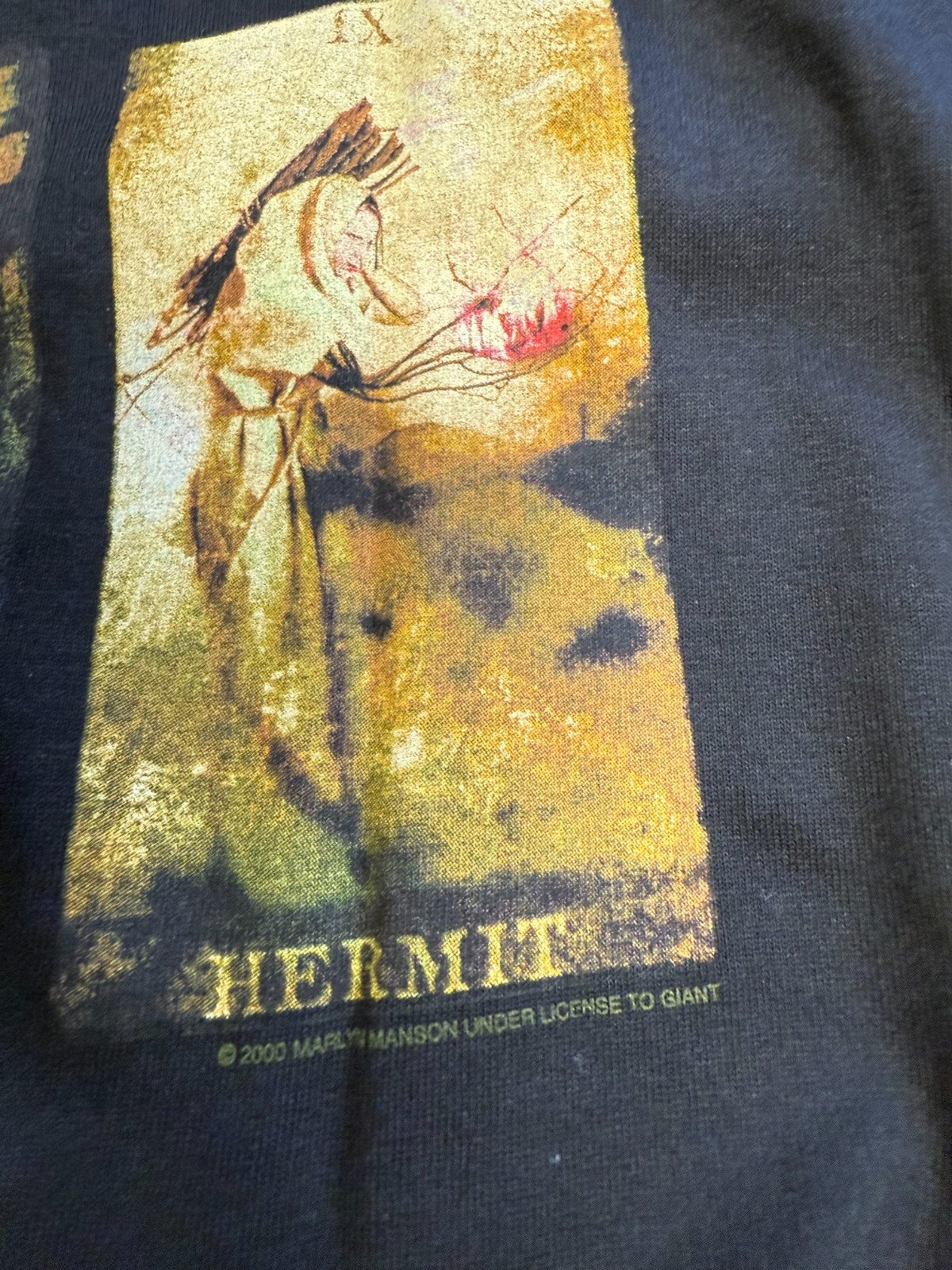 Rare Vintage Merch Marilyn Manson Death Tarot Card 2000 Cotton BG Shirt Size XL
