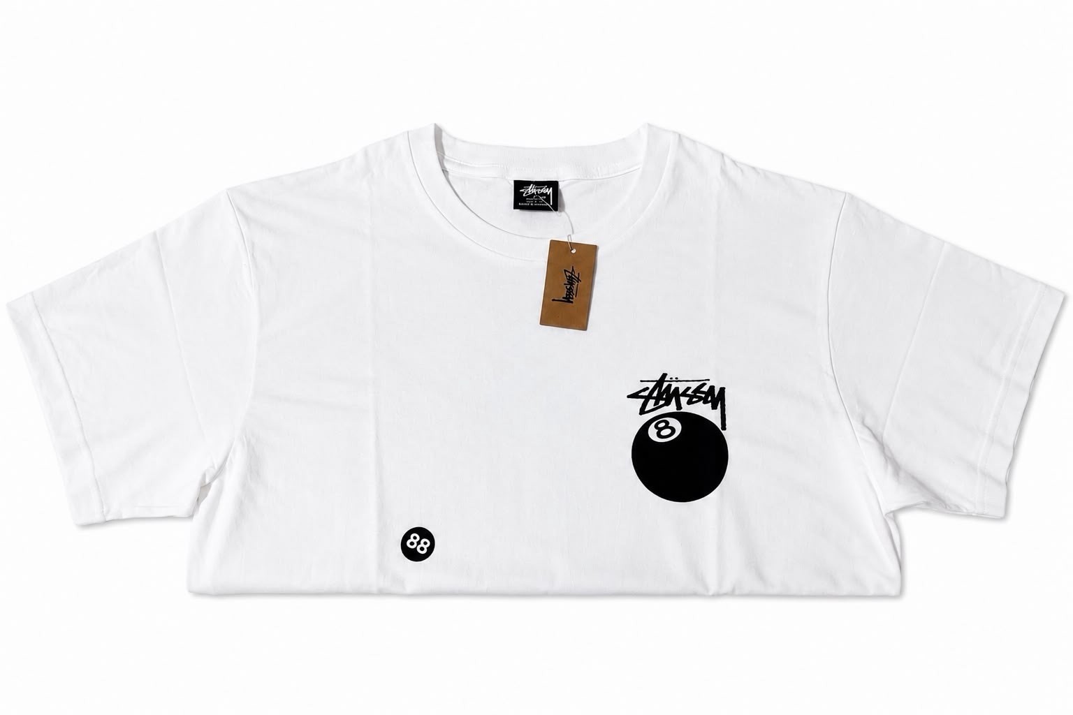 AUTHENTIC Stüssy Men’s 8 Ball Logo Graphic Double-Sided Crew Neck T-Shirt L