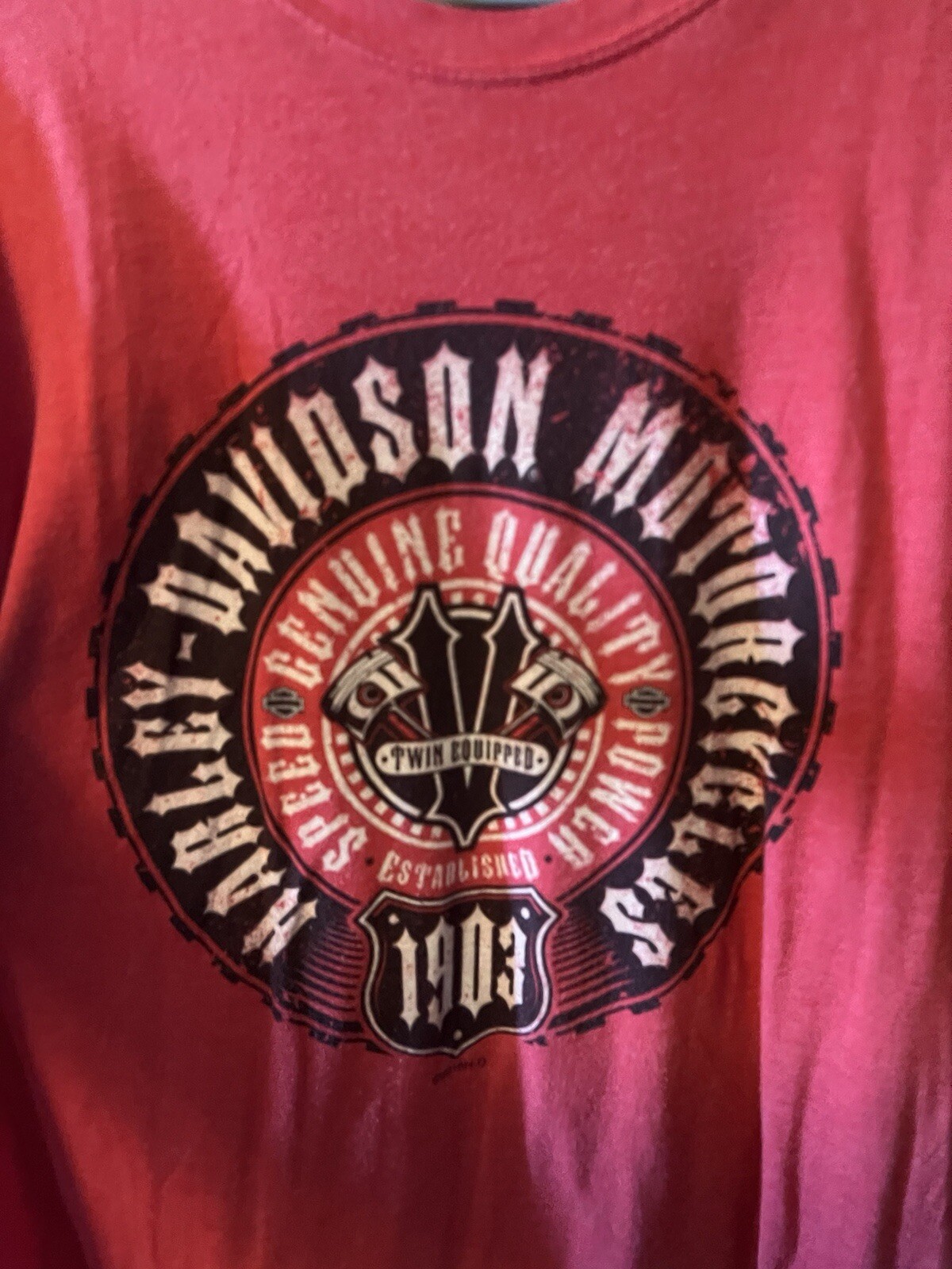Harley Davidson Shirt Men XL Red Motorcycle Rommel Durham North Carolina Shirt