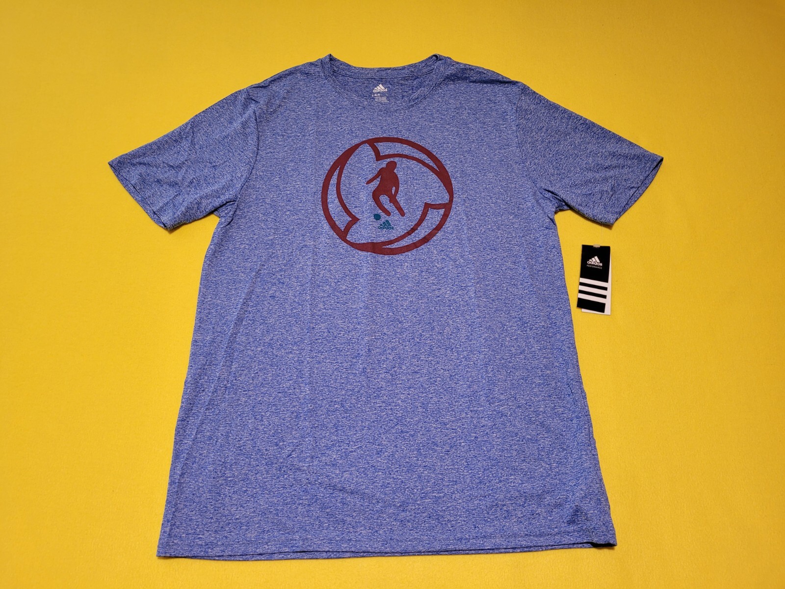 Adidas Men Go To Performance Soccer Tee Shirt Large Blue NWT FREE SHIPPING