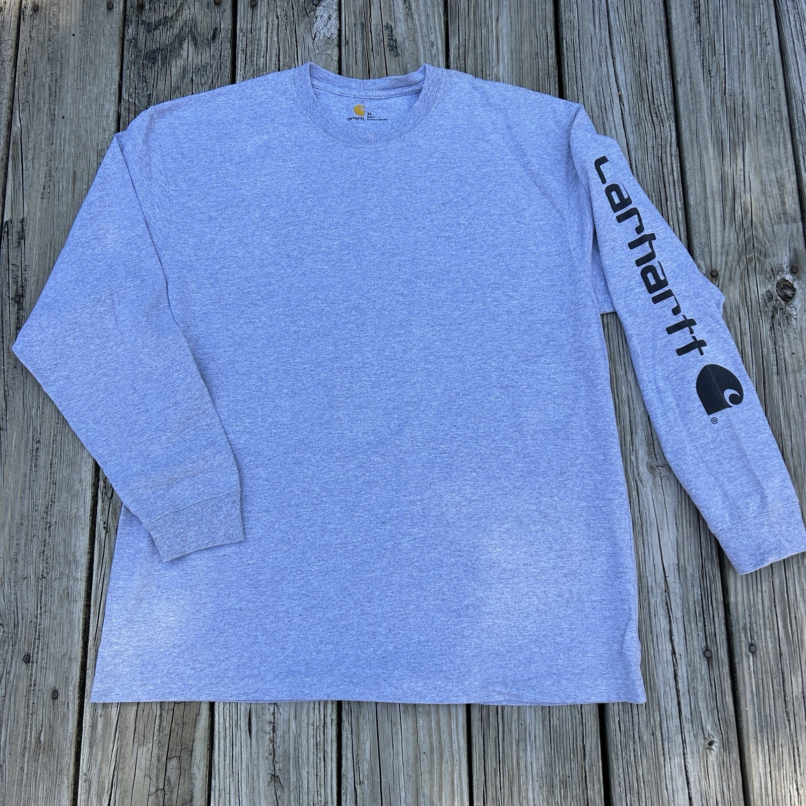 Carhartt Long Sleeve T-Shirt Pre-Washed, Size XL, Gray, 100% Cotton