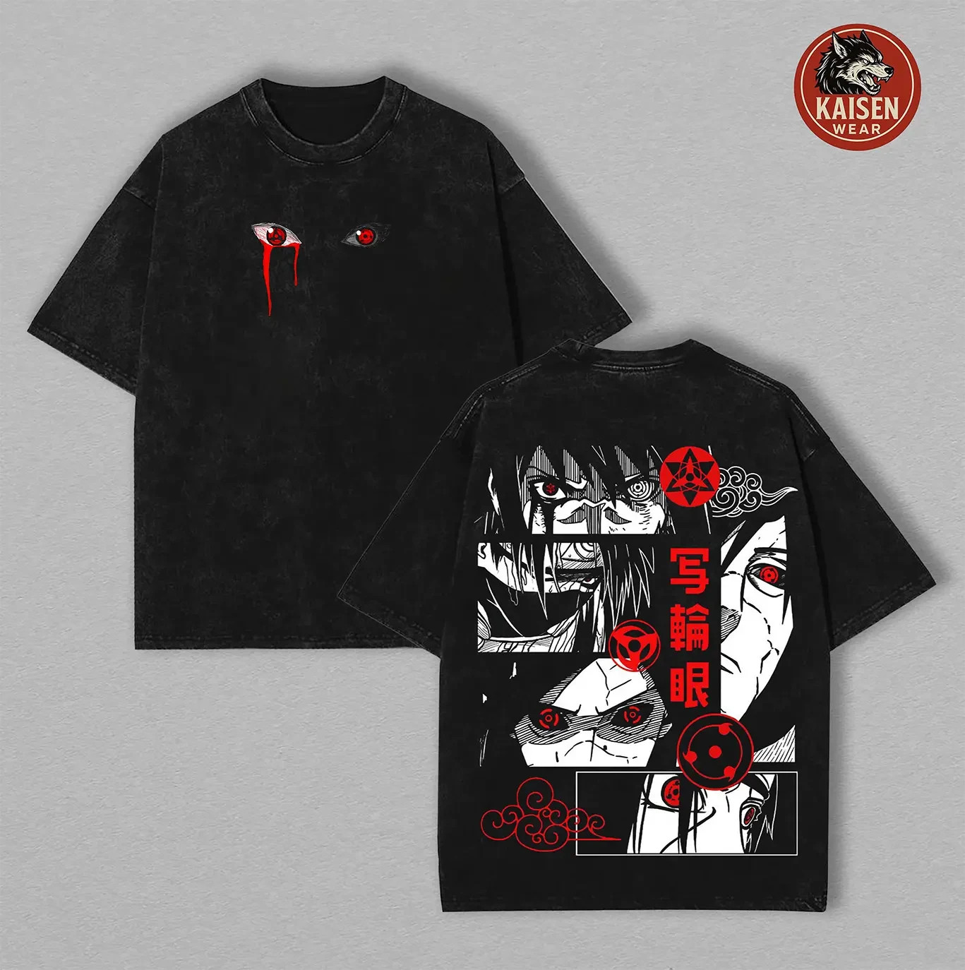 Uchiha Clan “Sharingan” Vintage Unisex Oversize Anime Acid Washed Heavyweight