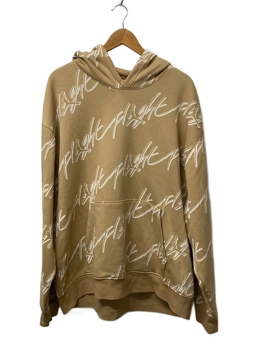 NIKE Hoodie XXL Cotton BEG All-over print FB7318-200