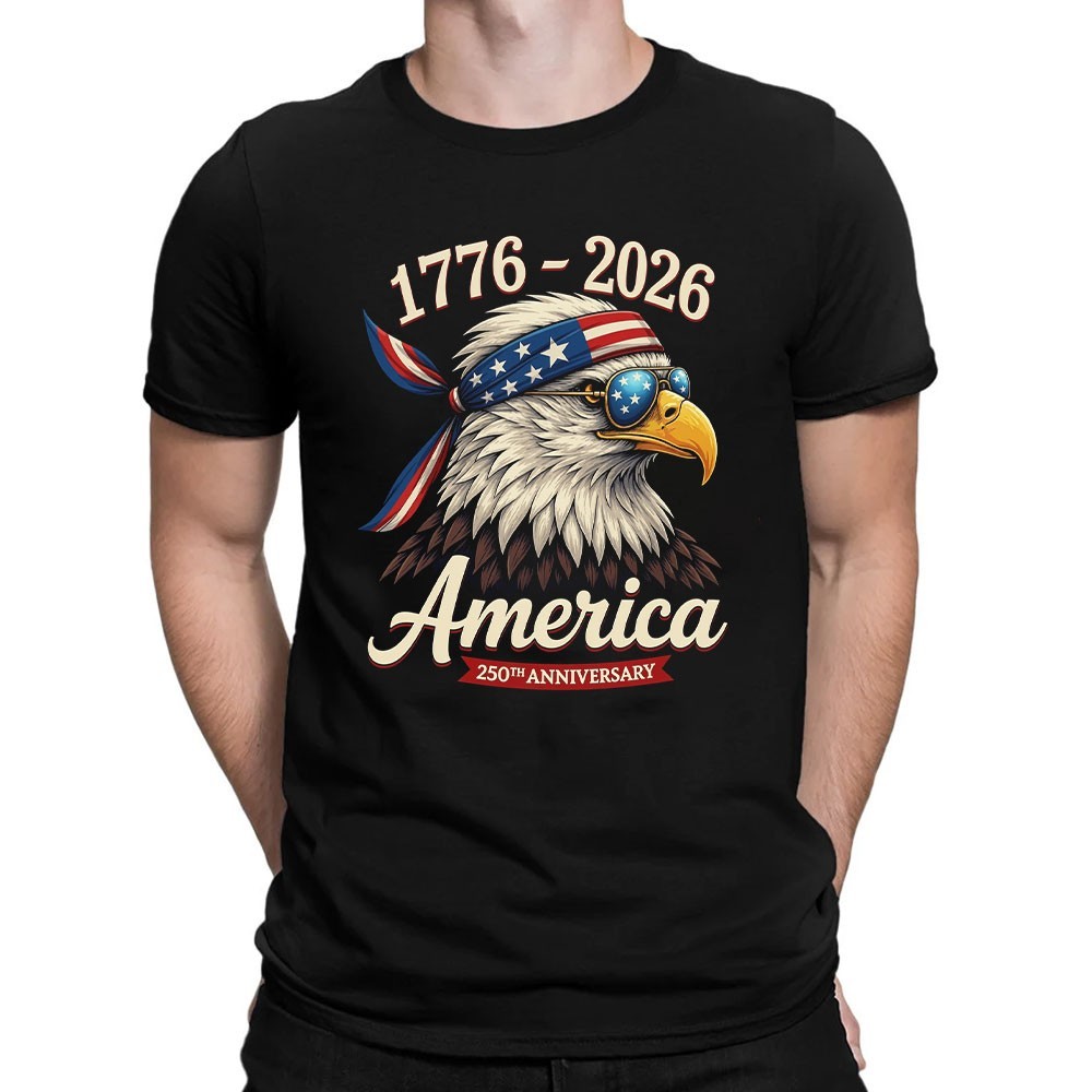 250 Years America Anniversary 1776 Bald Eagle 250th Birthday US Flag T-Shirt