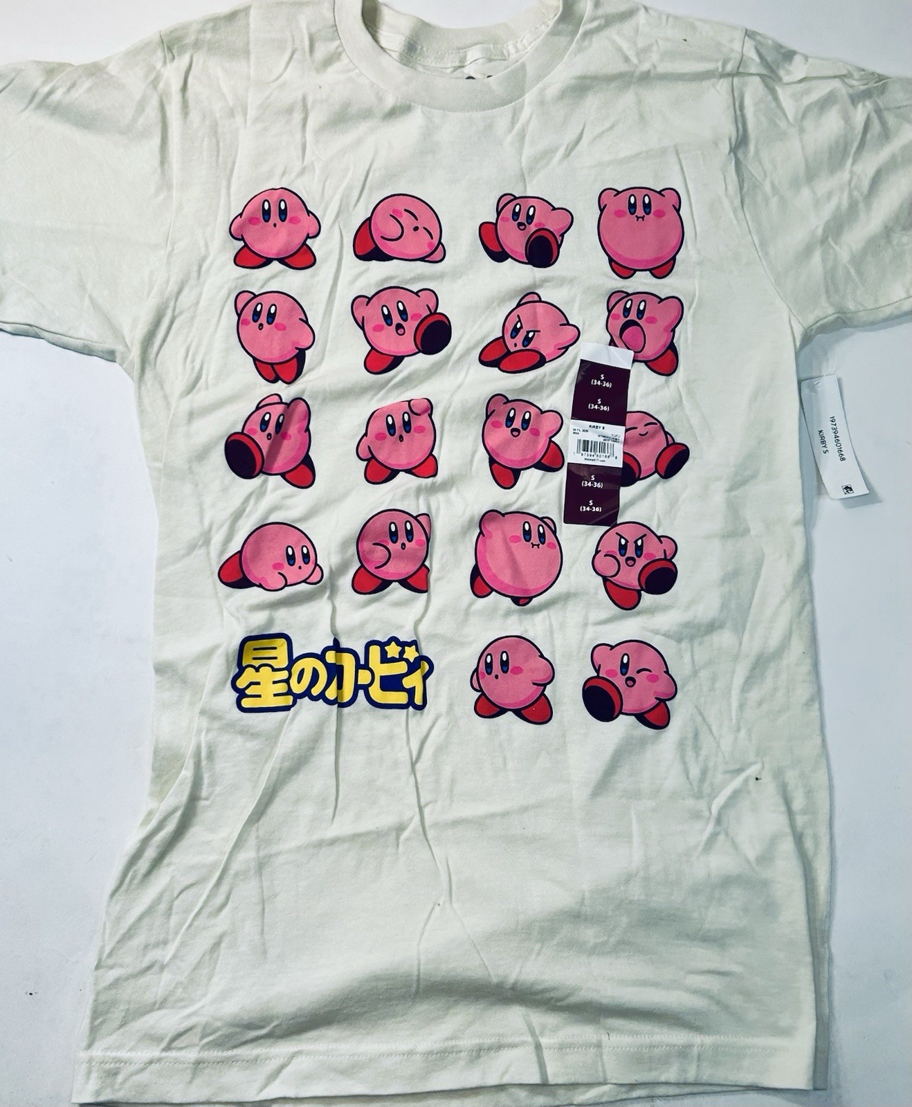 NWT Nintendo Kirby Graphic T Shirt Men’s Size S 34-36 Cream Color Short Sleeve