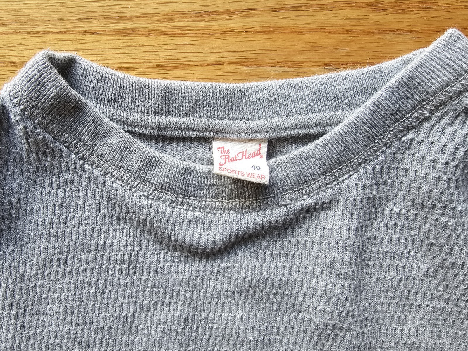 The Flat Head Gray Thermal LS Crew Neck T-Shirt – Size 40 (Fits Small)