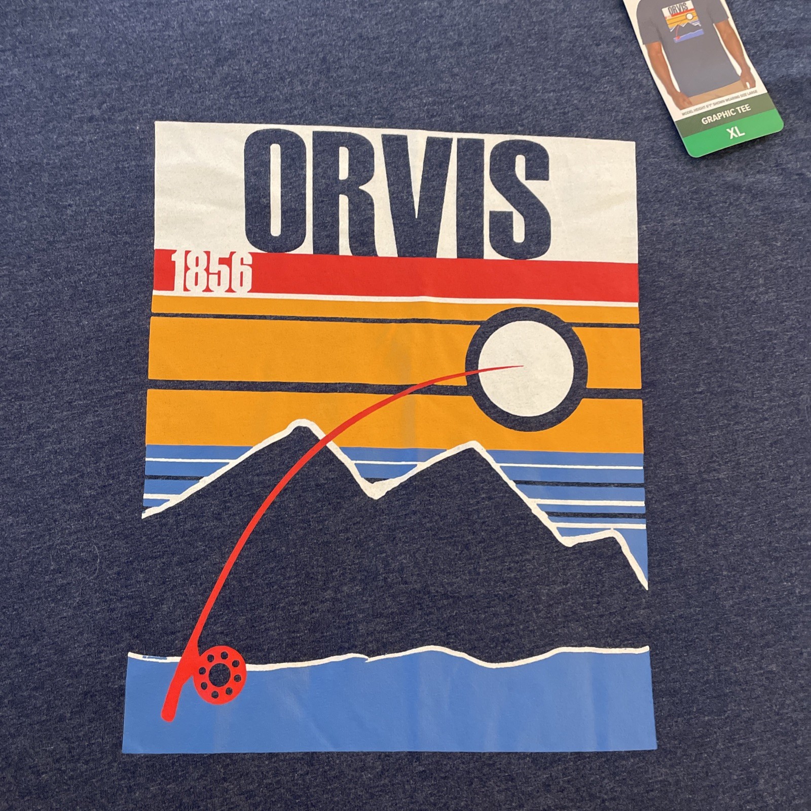 NEW Orvis Outdoor Classic Fit Graphic Tee T Shirt Men’s XL Medieval Blue, Gift