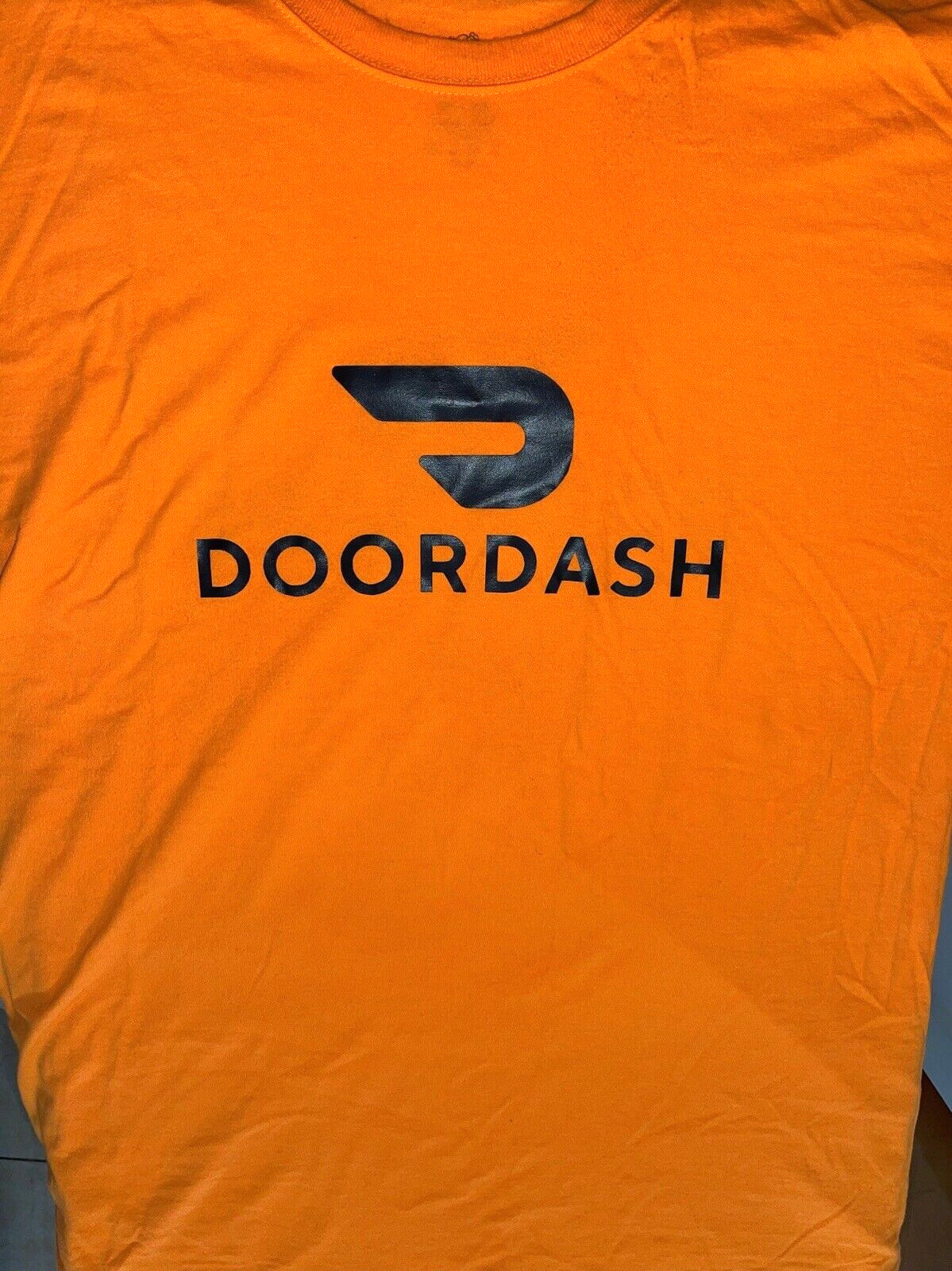DoorDash Front & Back Food Delivery Driver ORANGE Short Sleeve 2XL Shirt *RARE*