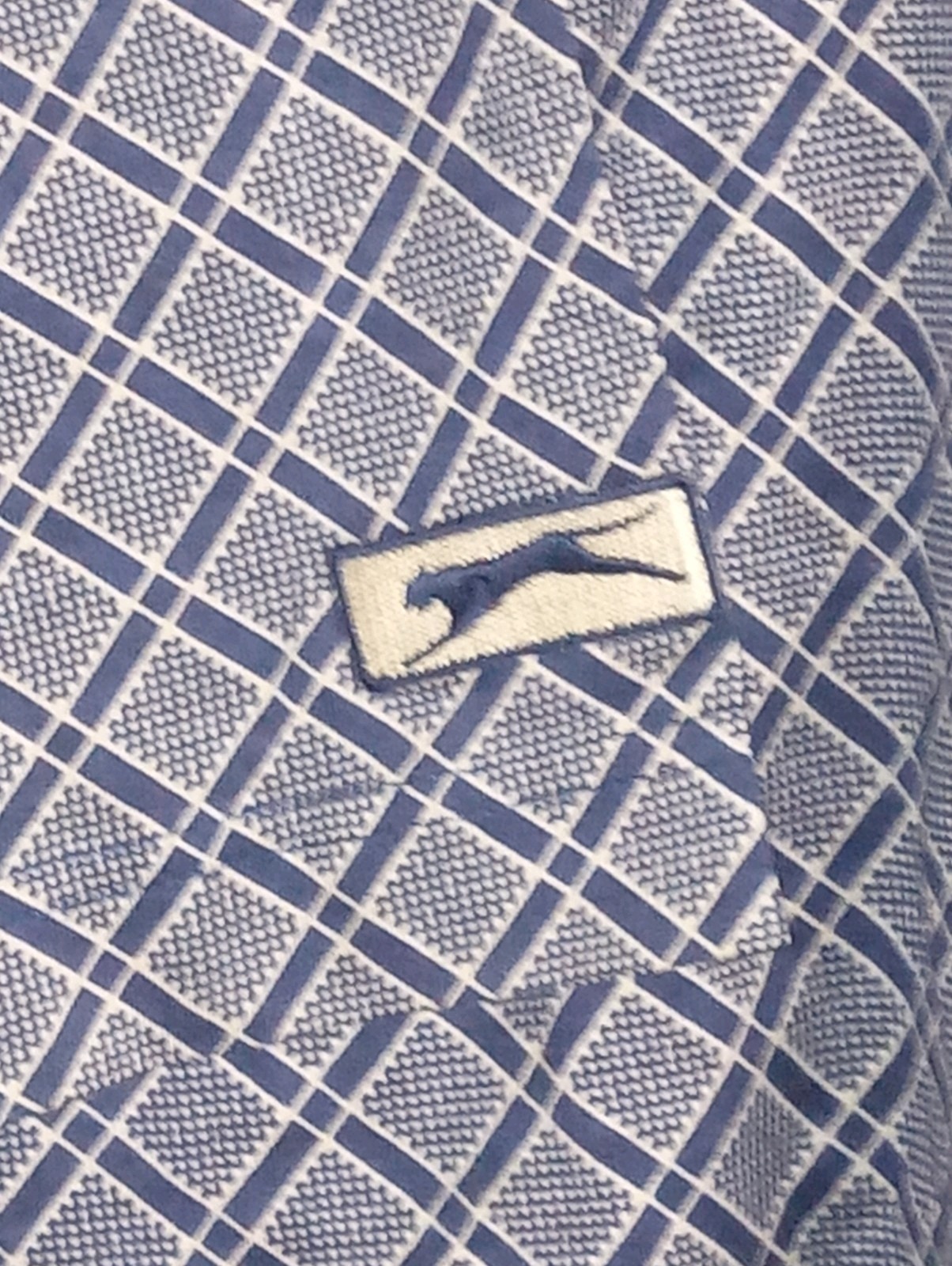 Slazenger Men’s Plaid Blue White Geometric print Polo Shirt Size L