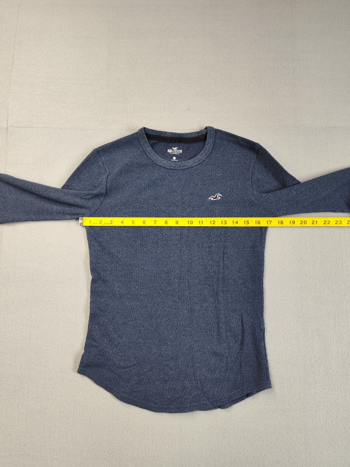Hollister Men Shirt 2XS Navy Blue Crew Neck Long Sleeve Logo Casual