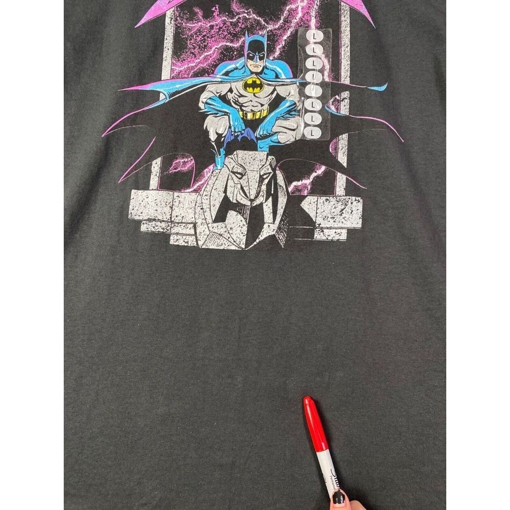 Batman Mens Heavy Metal Grunge Graphic Shirt L Tee Black DC Comics Retro Top