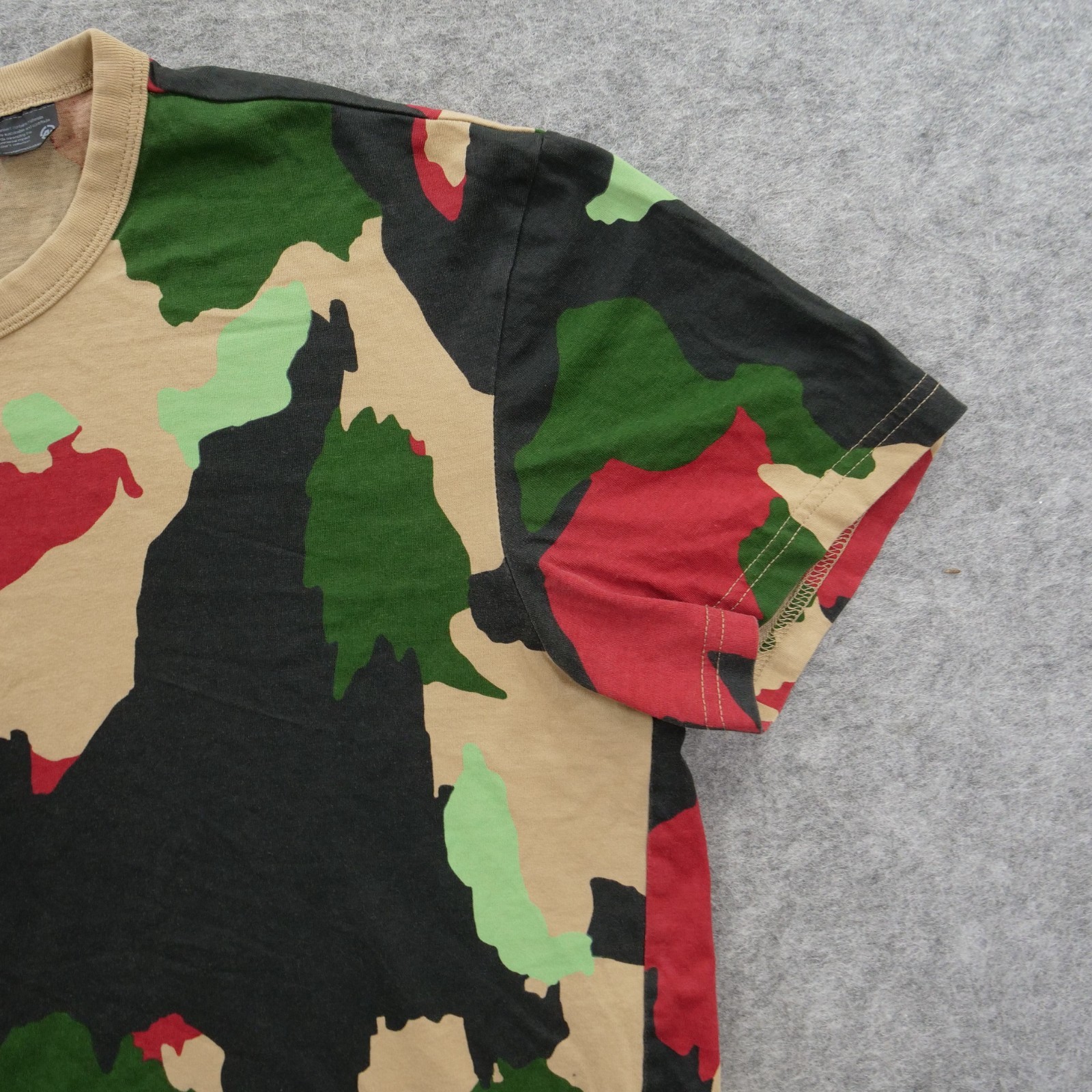 G Star Raw Shirt Mens Mens Green Beige Camo Graphic Print Crew Neck Short Sleeve