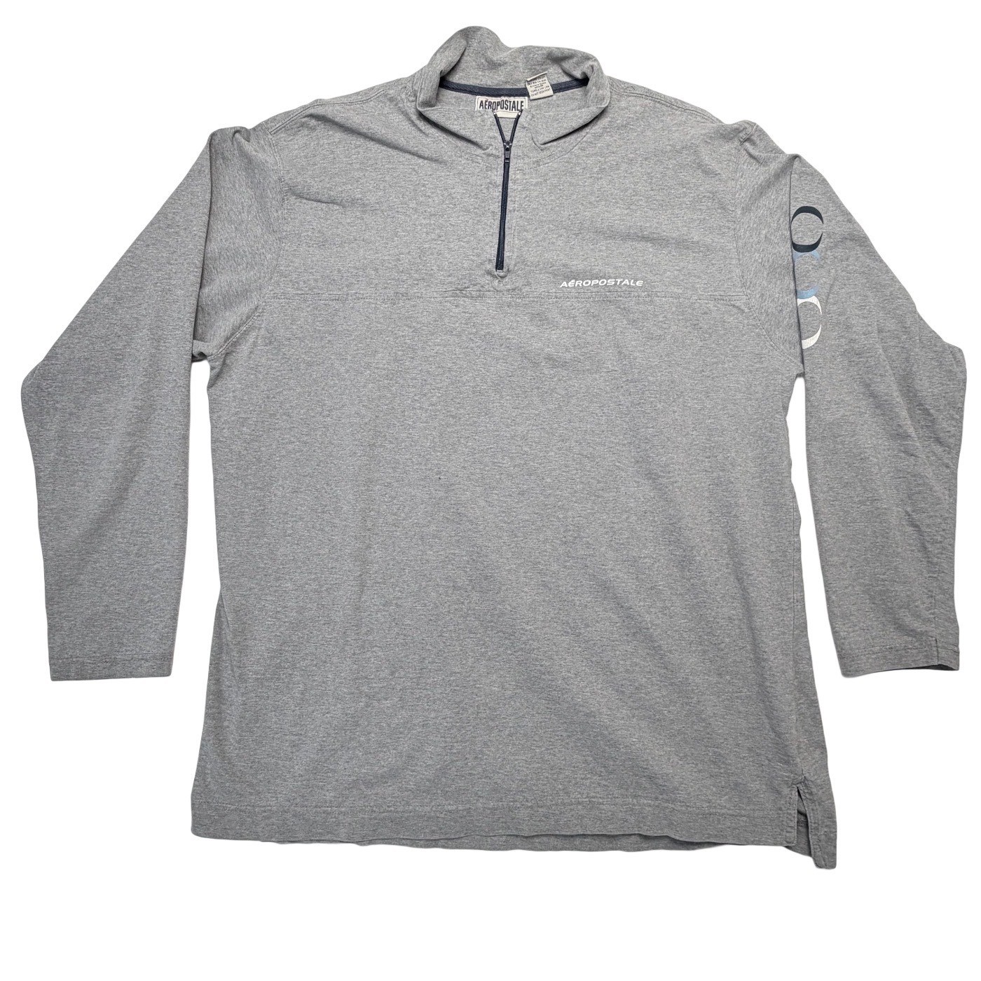 VTG 90s Aeropostale 1/4 Zip Pullover Gray Cotton XL Gorpcore Skater Streetwear