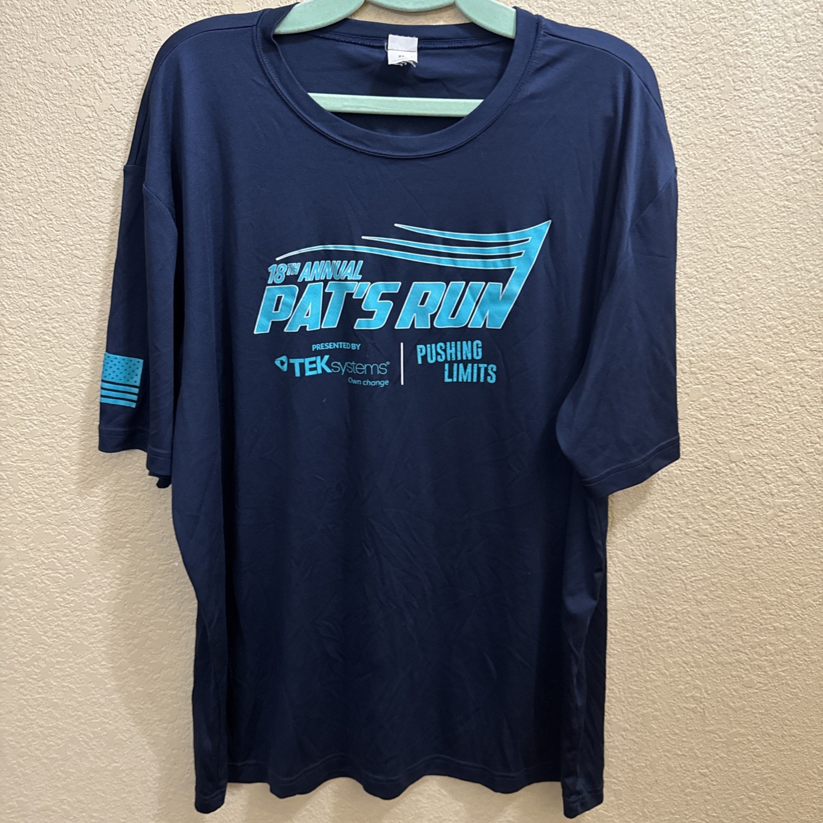 Pat’s Run 18th Annual, 42 Pat Tillman T-shirt Mens Navy as shown 2xl.