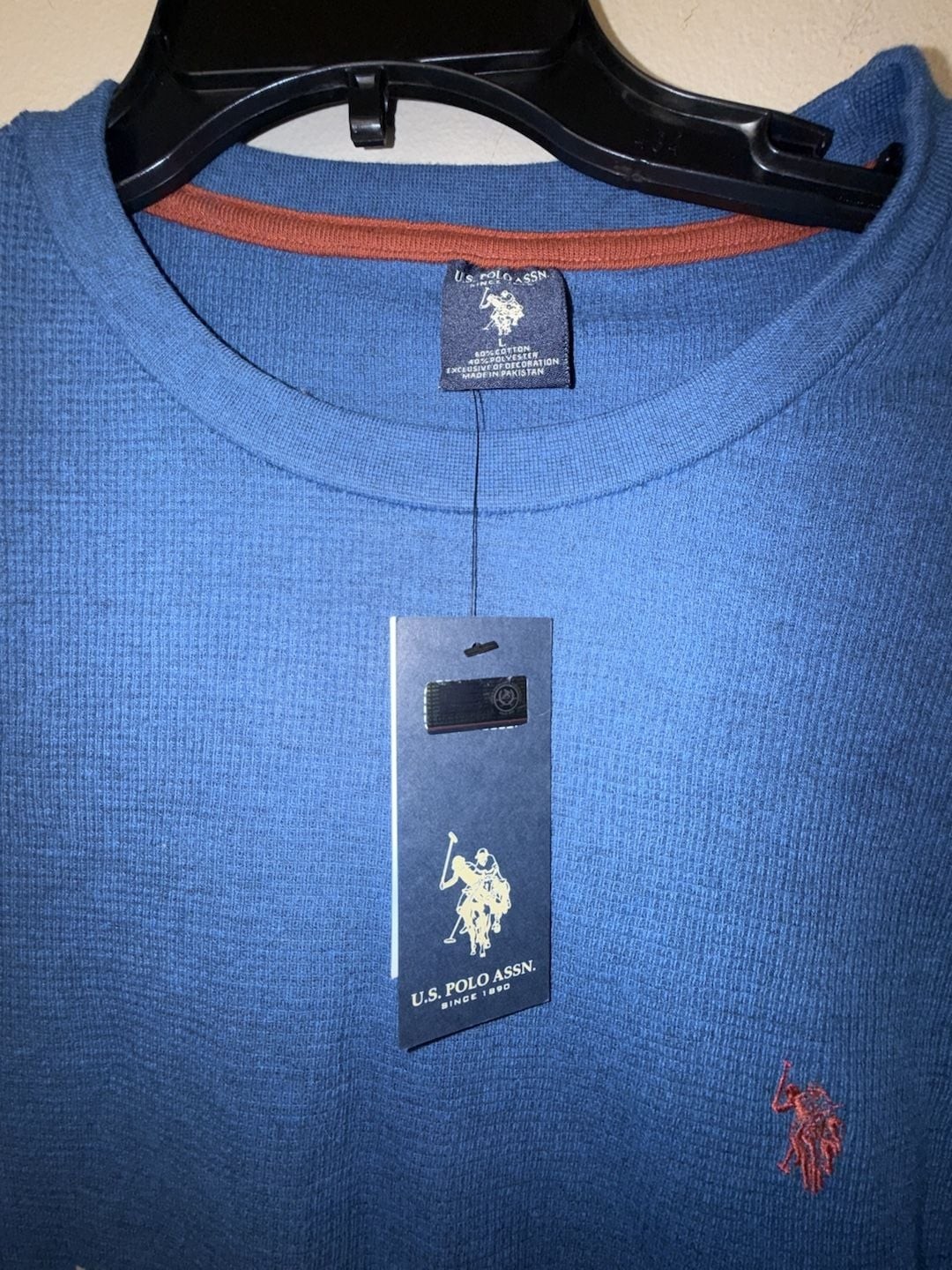 U.S. Polo Assn. Men’s Blue Waffle Knit Long Sleeve Thermal Shirt