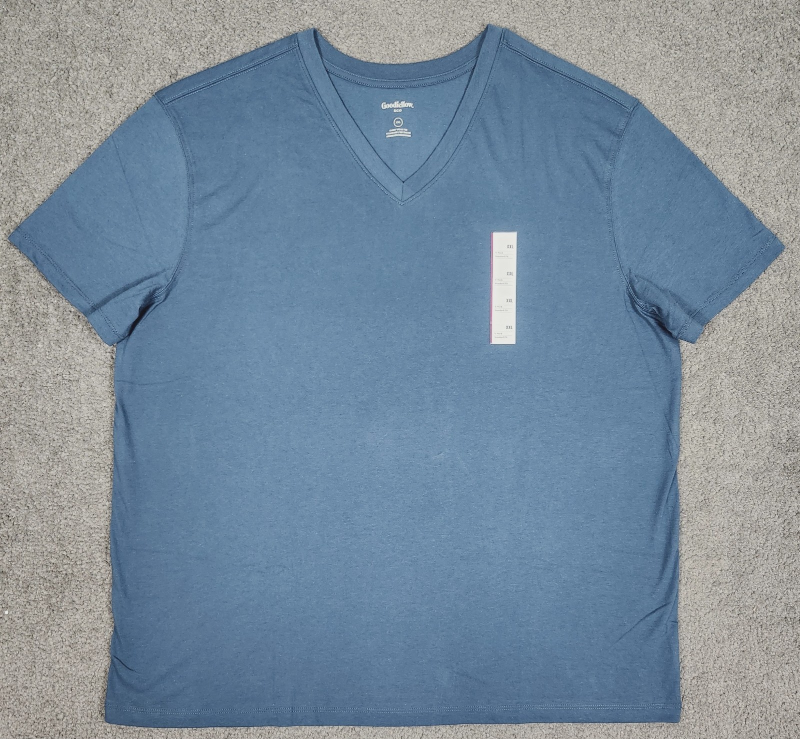 Men’s V Neck T Shirts 2XL Thunderbolt Blue “2 PACK” Goodfellow Short Sleeve