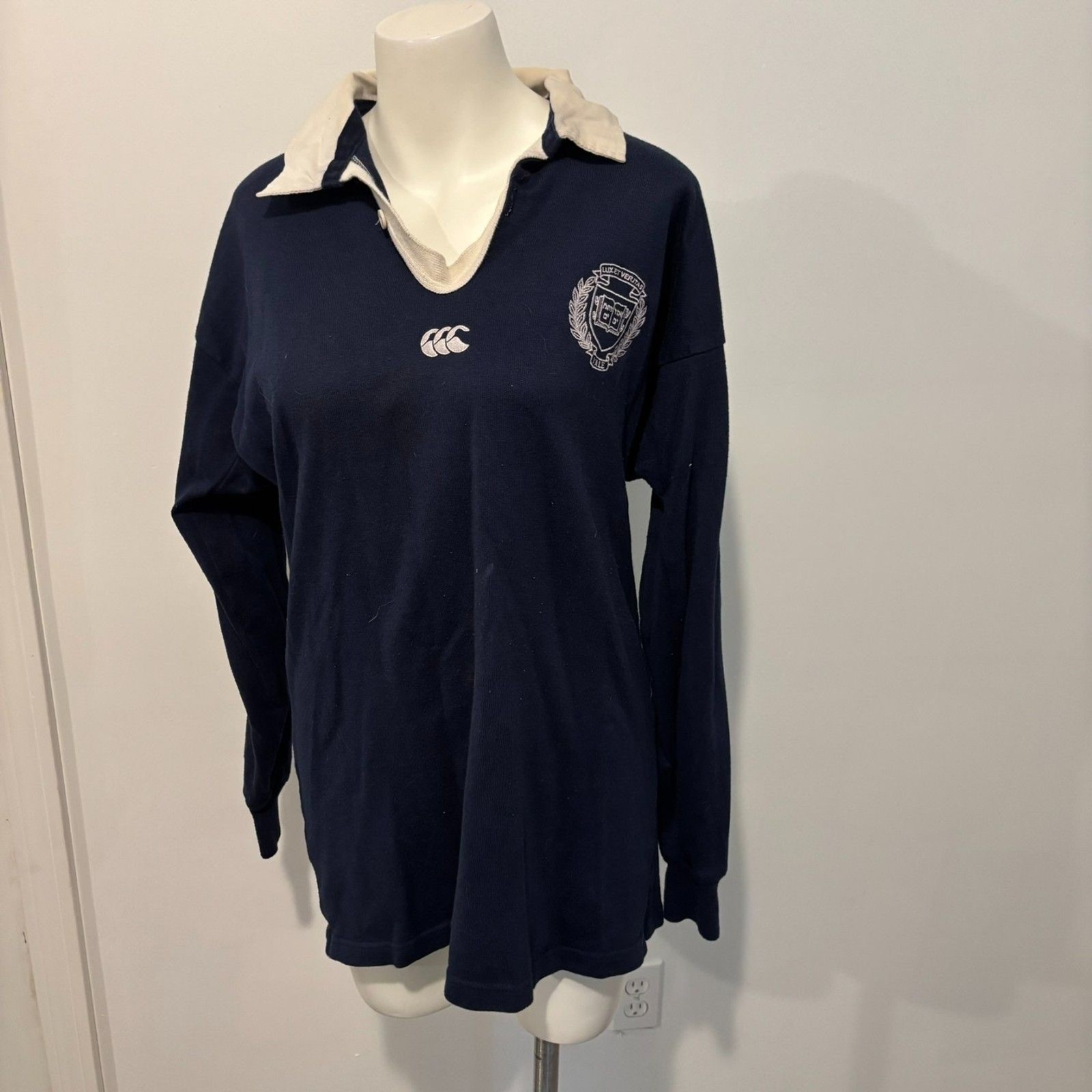 Vintage Canterbury of New Zealand Made in South Africa Navy Blue Rugby Shirt