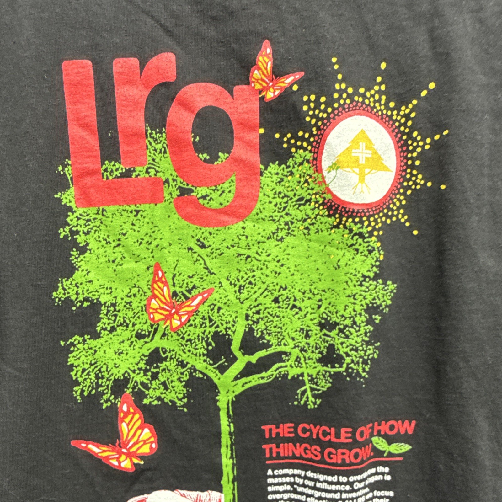 LRG Men’s Black Butterfly Logo Graphic Crew Neck Short Sleeve T-Shirt S CW11589