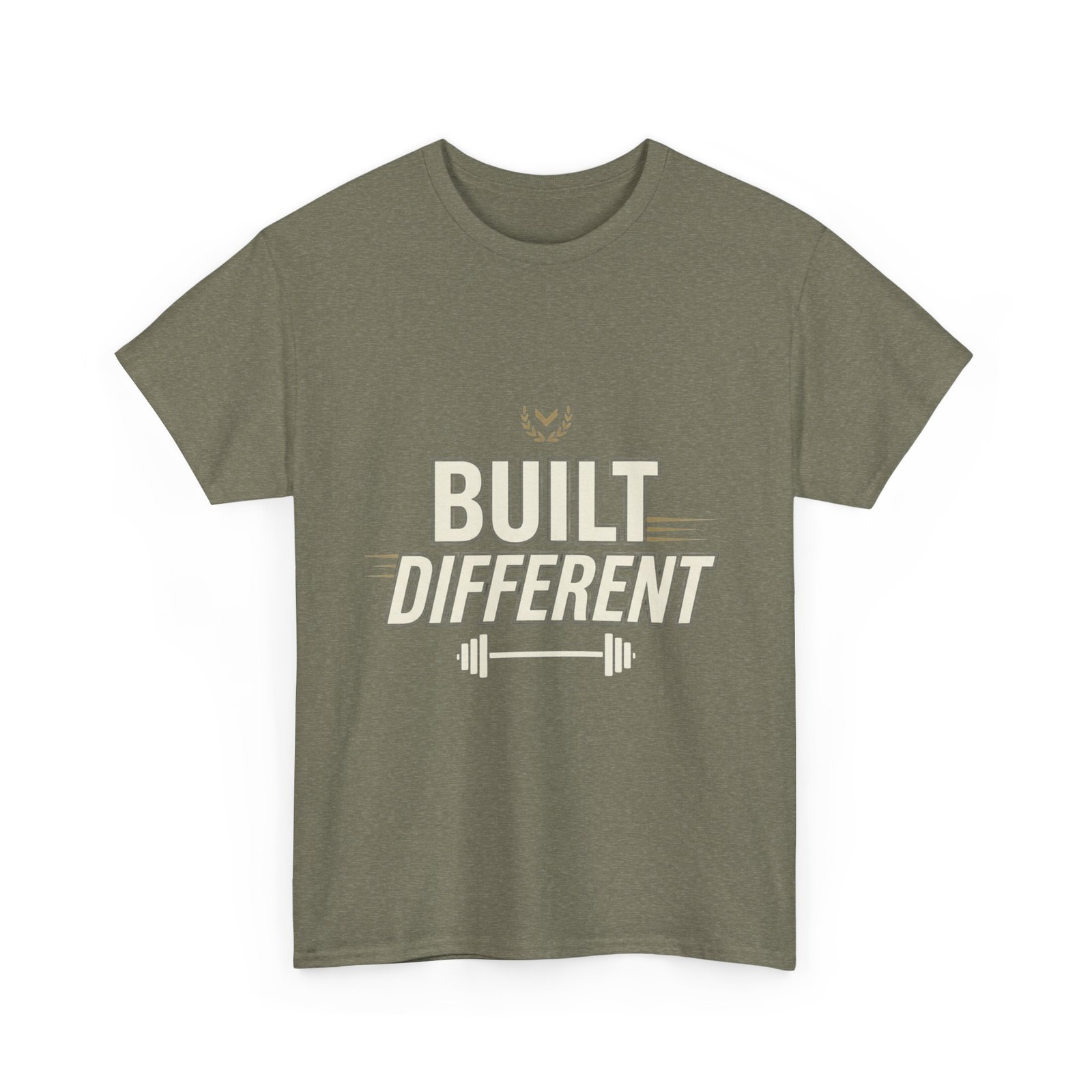 Built Different Gym Graphic Tee 100% Cotton Barbell Print Workout Fitness Shirt