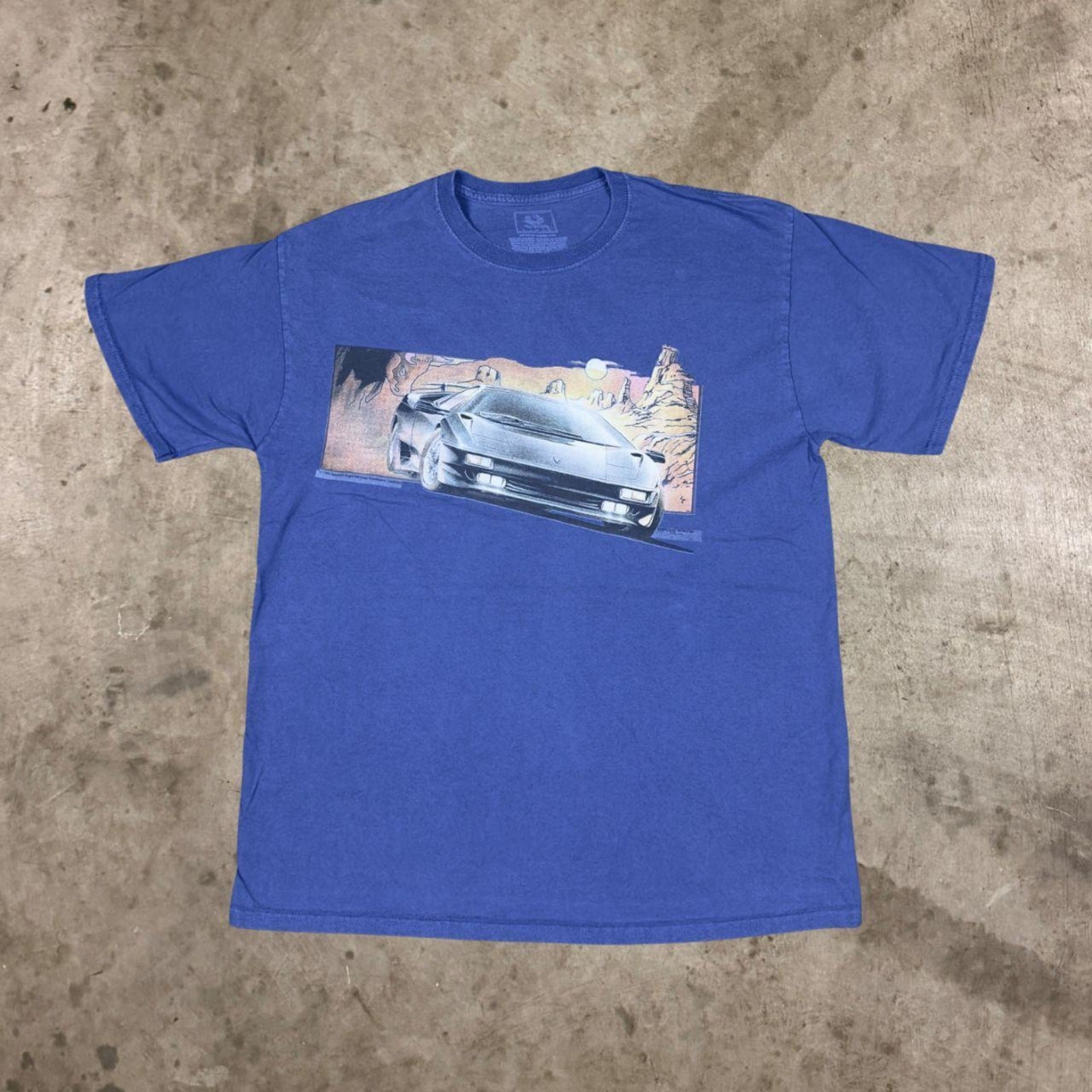 Fruit of the Loom Lamborghini Graphic Tee Short Sleeve T-Shirt Blue Mens Size L