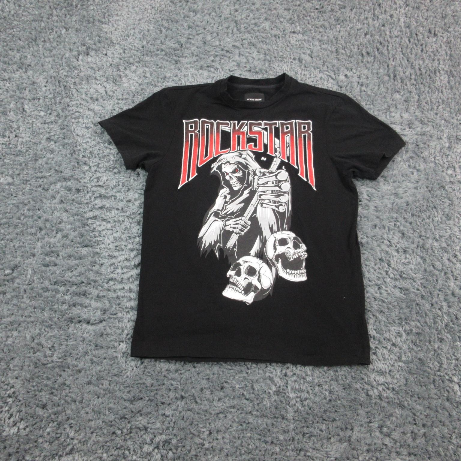 Rockstar Original Shirt Mens Small Reaper Skulls Graphic Tee Dry Clean Only