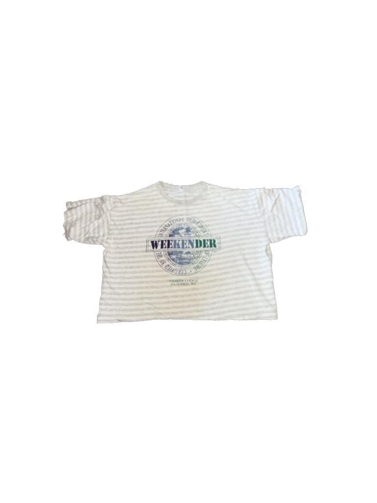 Vintage 80s White House Heavy T Weekender Striped Cropped T-Shirt Made in USA