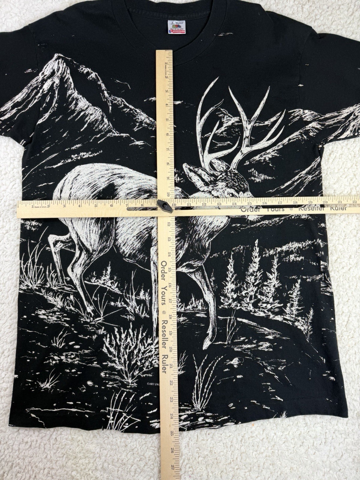 Art Unlimited Vintage Single Stitch Deer All Over Print T-Shirt Size L 1995