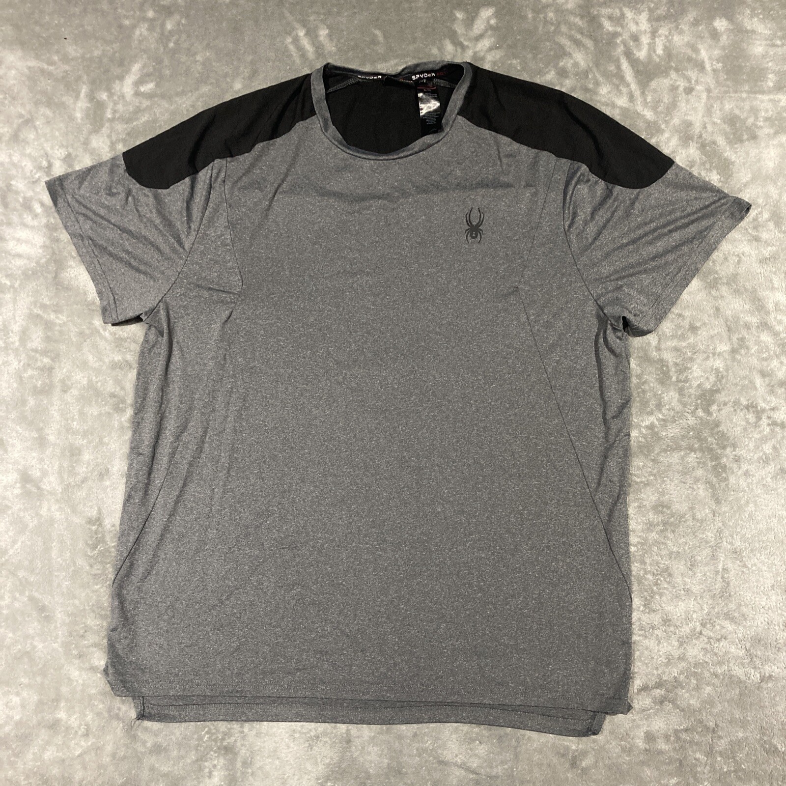 Spyder Active Mens Shirt XL Gray Short Sleeve Stretch Polyester Blend
