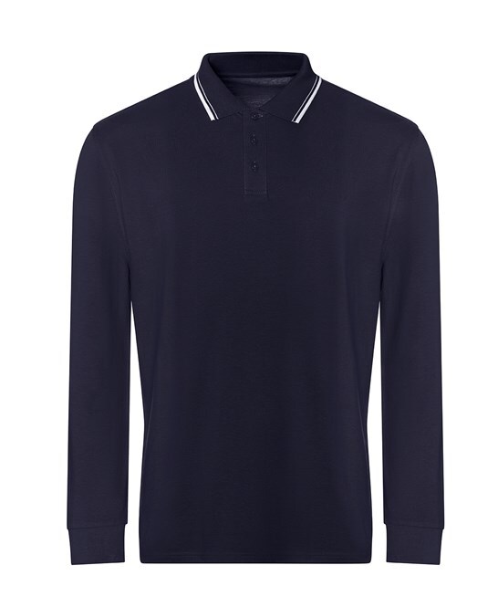 Personalised Custom Just Polos Awdis Long Sleeve Tipped 100 Polo Casual JP103