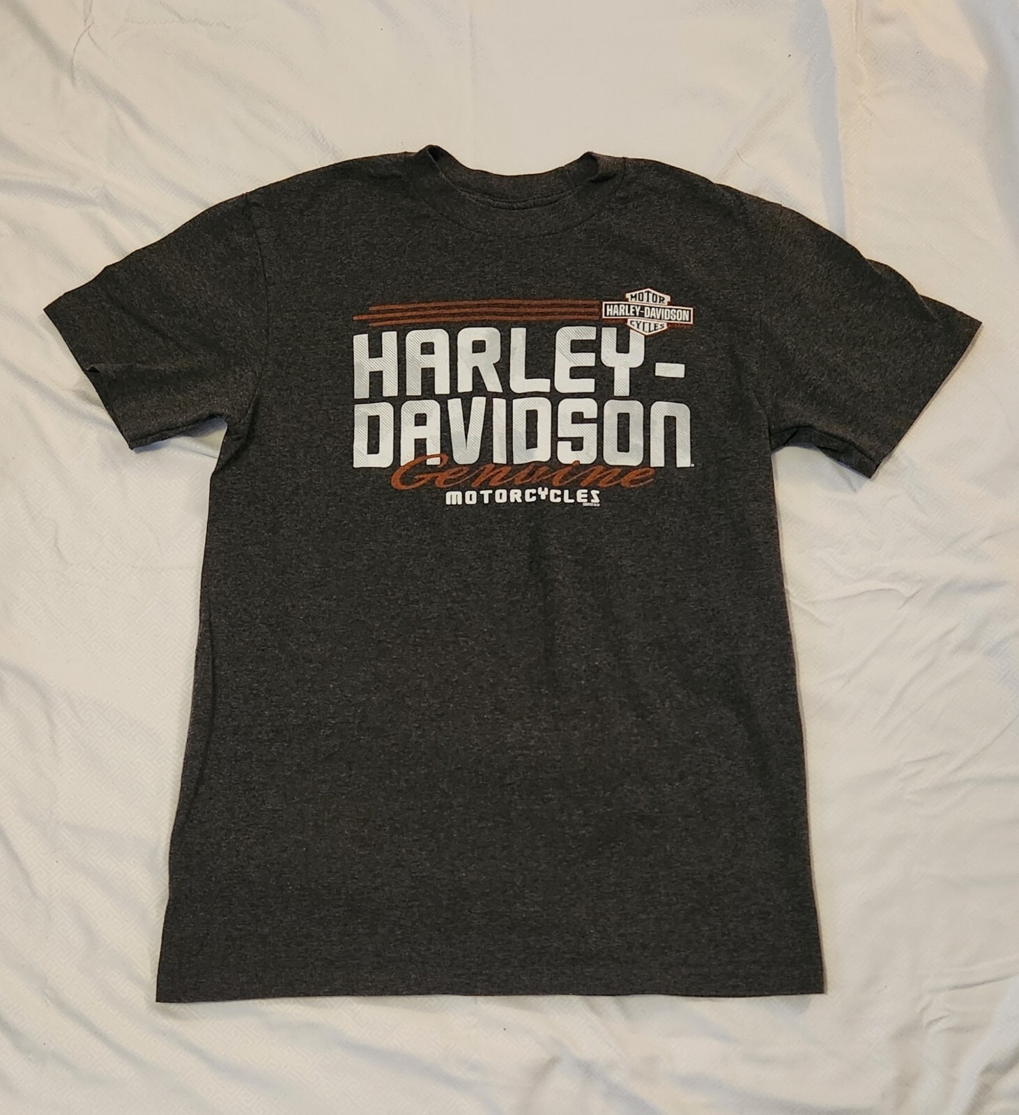 Harley Davidson Geneve Switzerland Flame Dice Short Sleeve T-shirt D. Gray – M