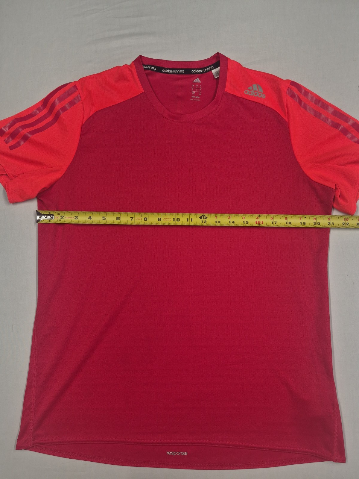 Adidas Response Climalite Running Shirt Mens Large Red/Orange Athletic Tee Gym