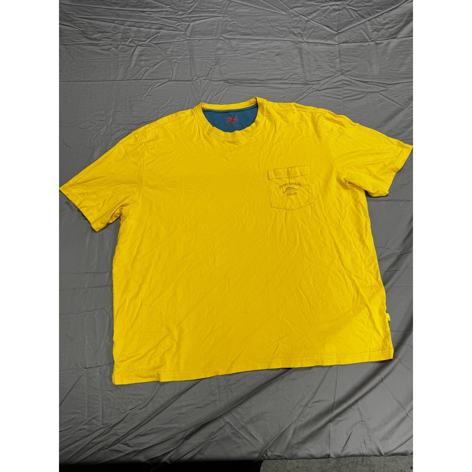 Tommy Bahama Relax Mens XXL Yellow Pima Cotton Pocket T-Shirt Marlin Logo