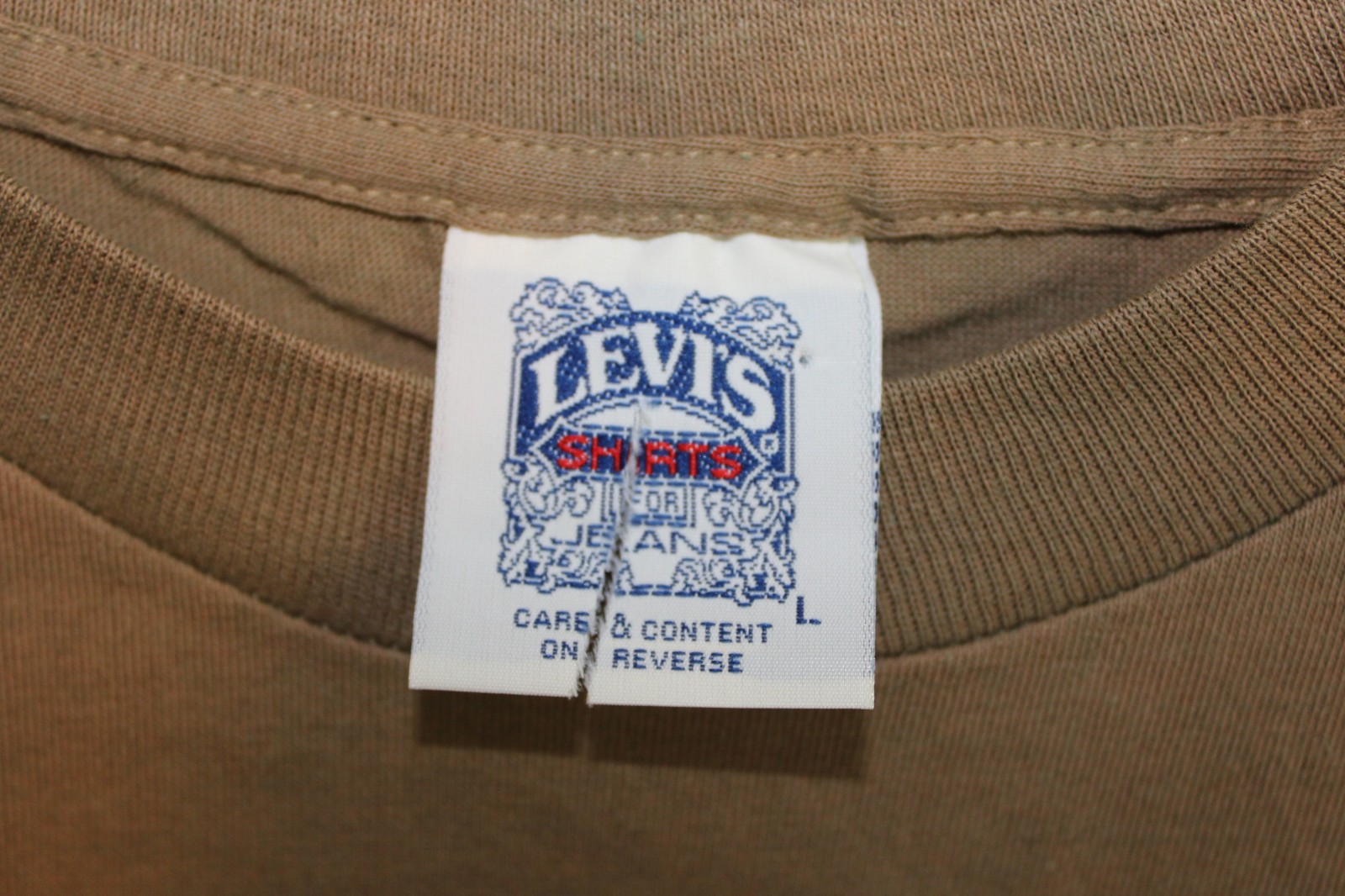 LEVI’S 501 Button Your Fly 1990 Single Stitched T Shirt 80s 90s Brown Men Large