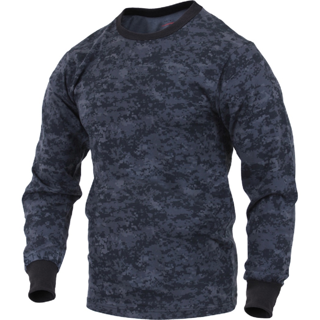Midnite BLUE Digital Camo LONG SLEEVE T-Shirt US Navy Army USCG USAF Police SWAT