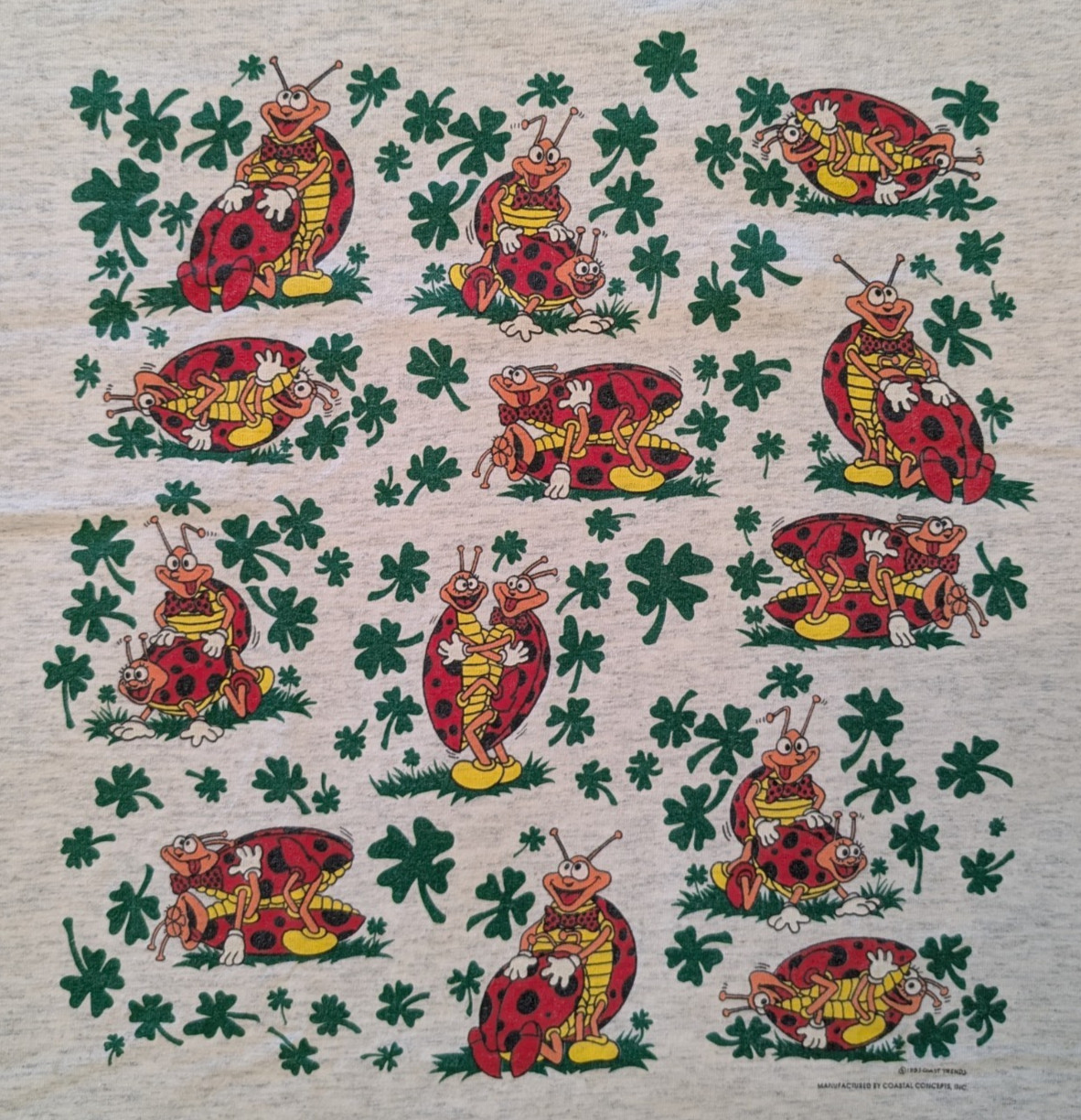 Vintage 1993 Risque Funny Ladybug Positions Four Leaf Clovers Shirt Coast Trends