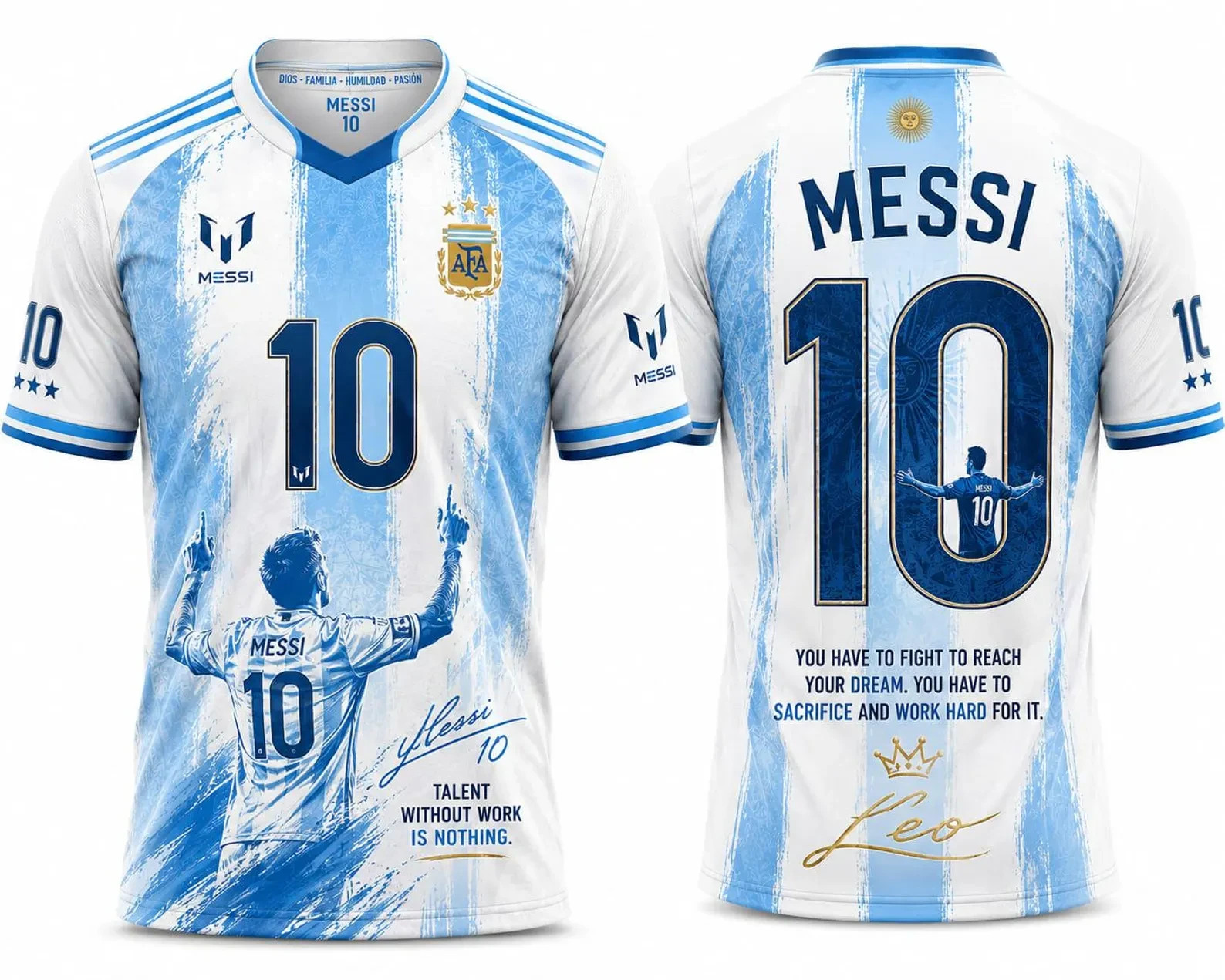 Messi 10 Football Shirt – Argentina Fan Apparel, Number 10 Jersey