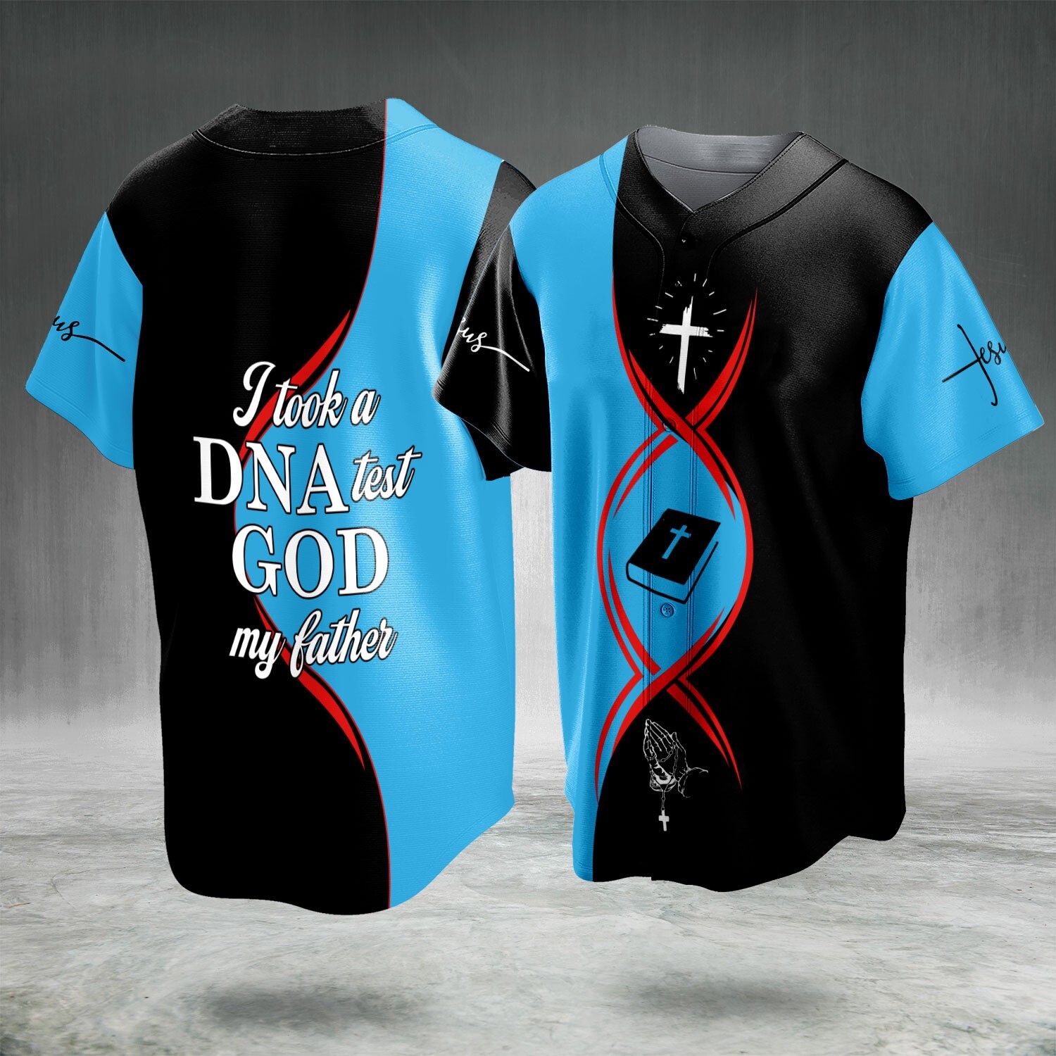 Christian Jesus Dna Test Blue And Black All Over Print Baseball Jersey S-5XL
