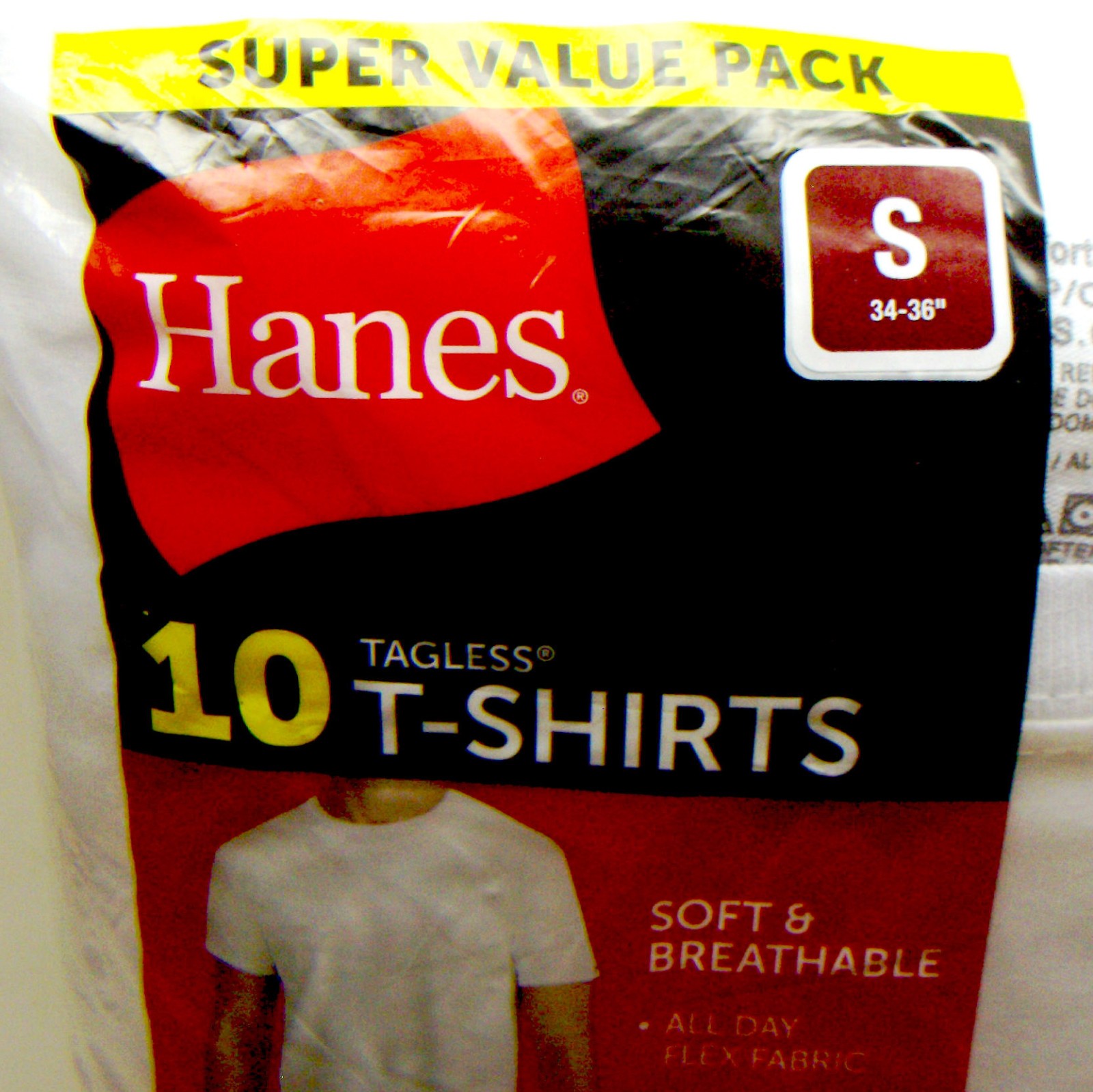 NEW Hanes SUPER VALUE 10 PACK Sm COOL COMFORT WHITE TAGLESS T-SHIRTS UNDERSHIRTS
