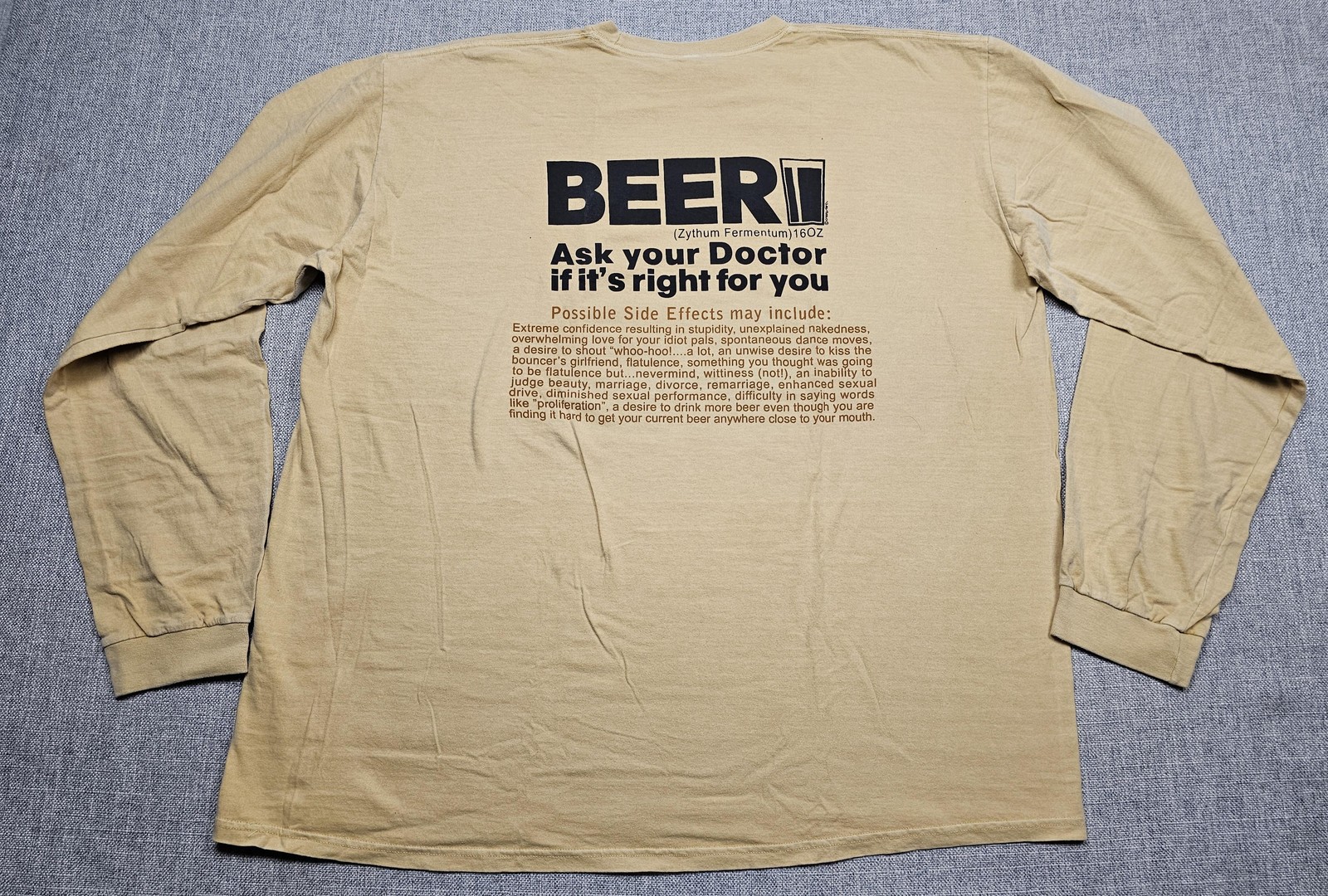 Crazy Shirts Hawaii Shirt Mens 2XL Beer RX Long Sleeve Tan Funny Beer Dyed