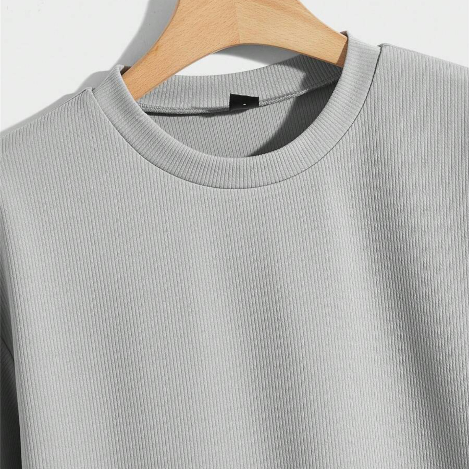 Men Drop Shoulder T-Shirt Versatile Casual Round Neck Half Sleeve Solid Colr Tee