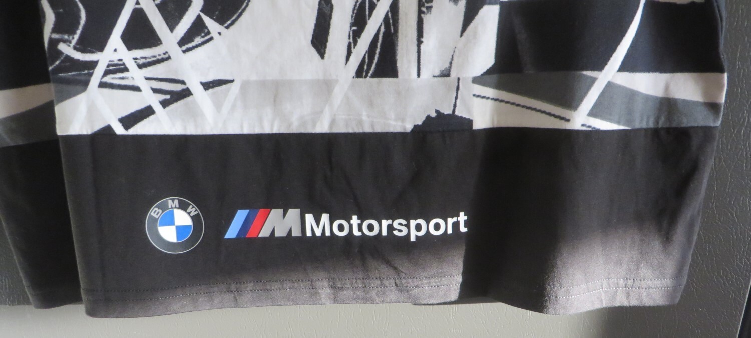 NWT Puma BMW Motorsport MMS WMN Street tee Men’s T Shirt White Black Sz: XL/TG