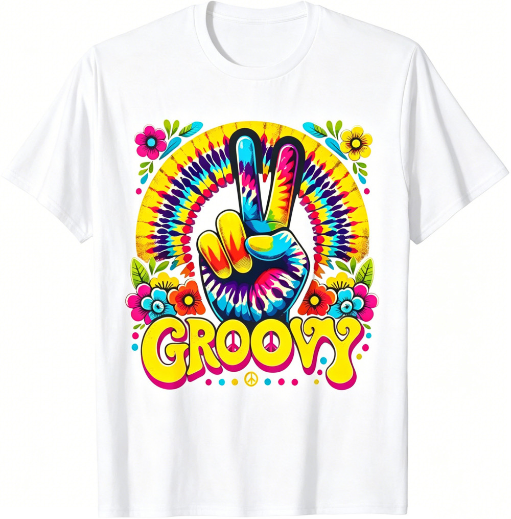 Tie Dye Groovy Peace Sign Hippie T-Shirt