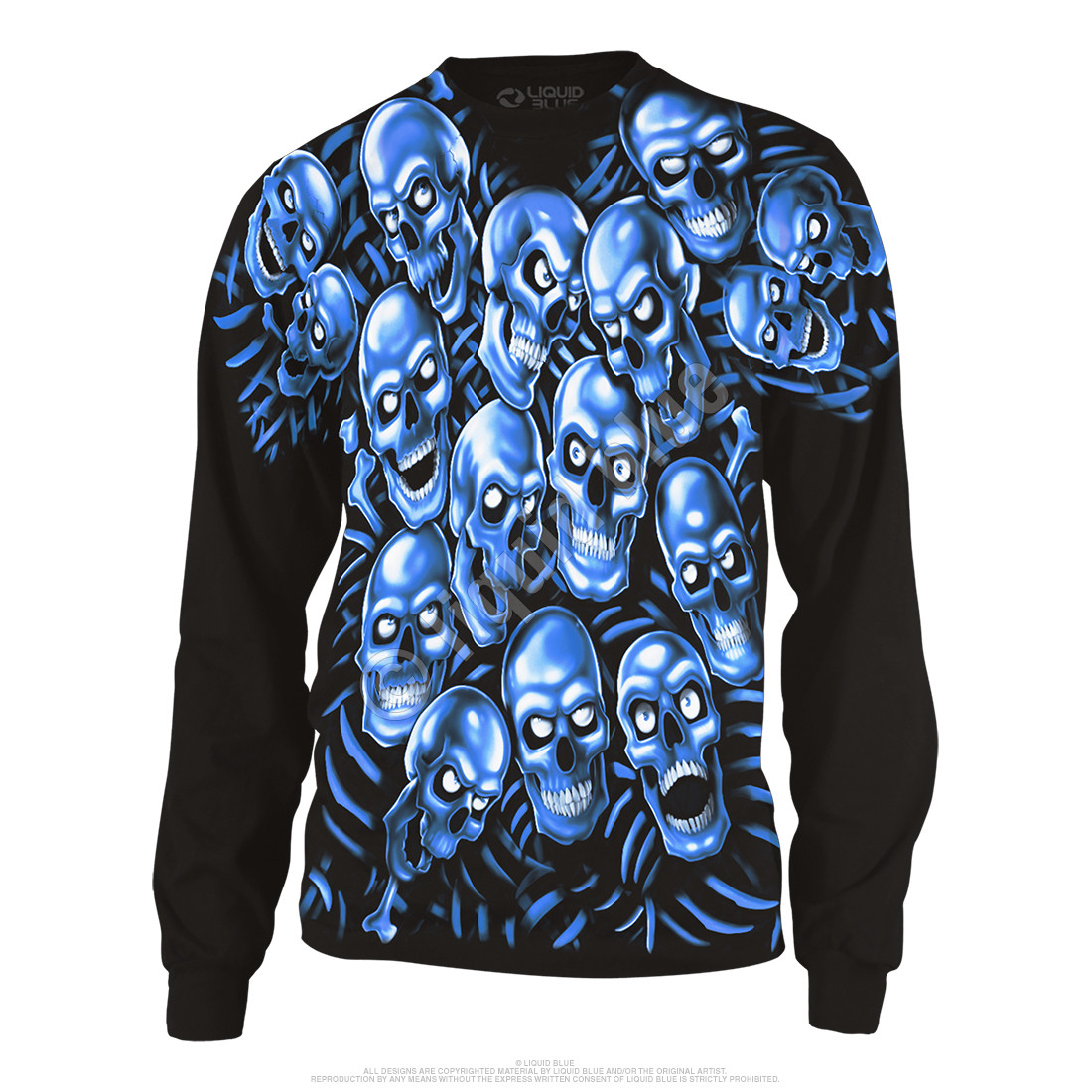 JUICY J STAY FLY-SKULL PILE-BLUE-Long Sleeve- 2 Sided SHIRT S-M- L-XL-XXL Scott