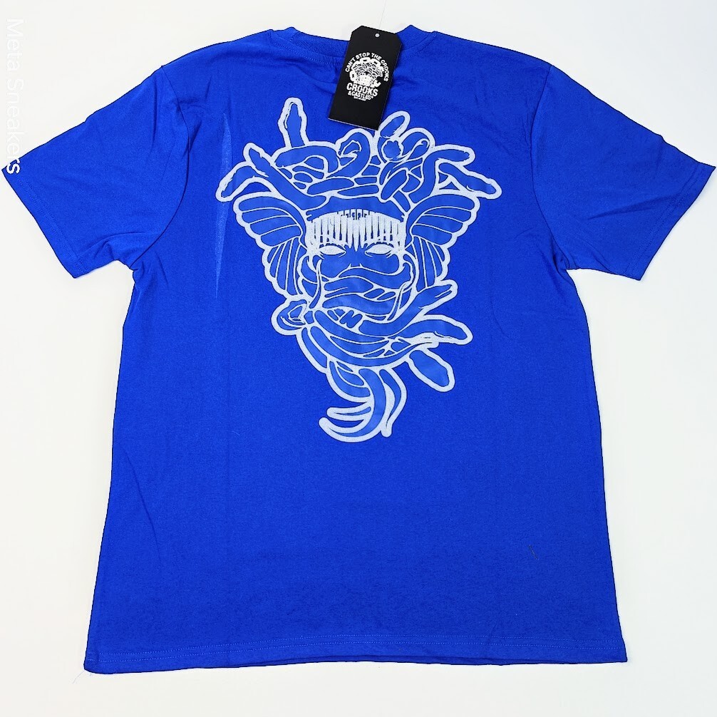 Crooks & Castles M Mens T Shirt Royal Blue White Medusa Streetwear New W Defects