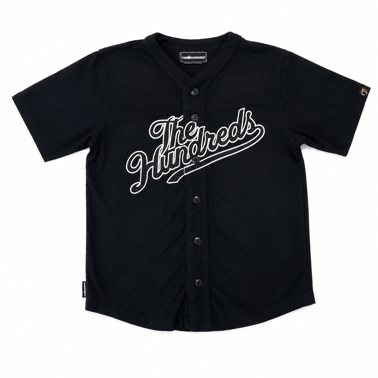 The Hundreds Baseball Jersey Men’s Medium Black Button Up Embroidered Cotton