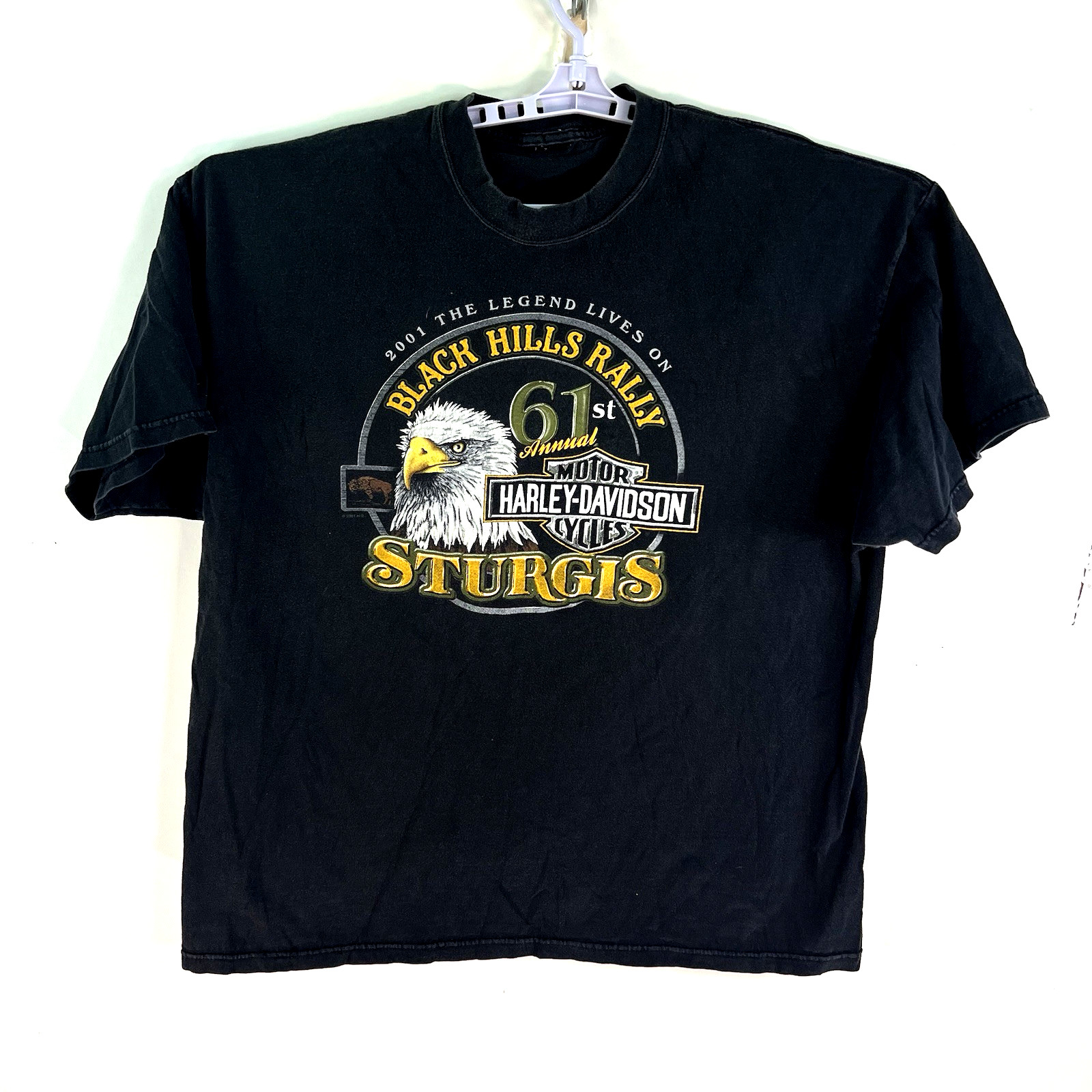 Vintage Harley-Davidson 2001 Black Hills Sturgis Rally T-Shirt 2XL Black