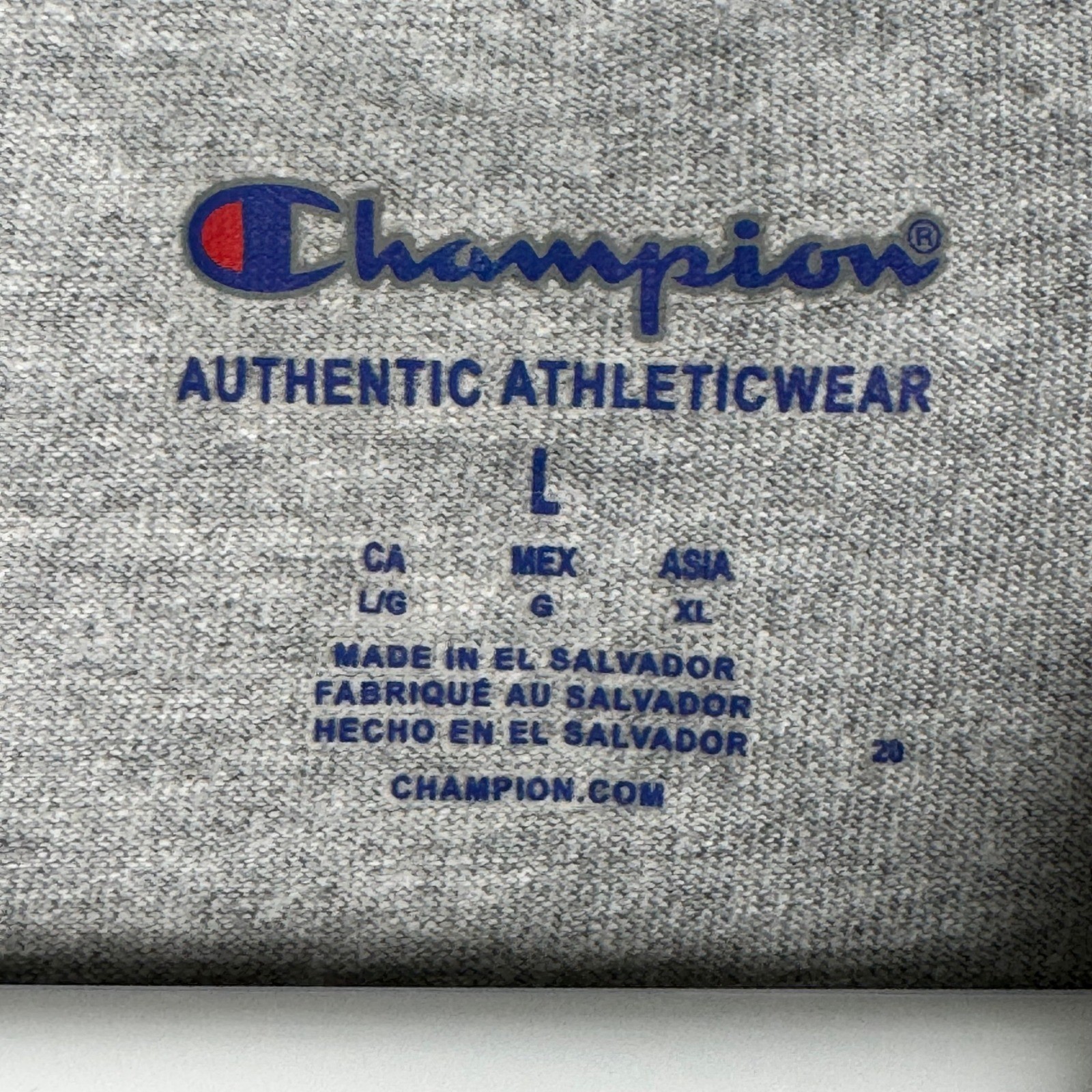 Champion Mens Long Sleeve Script Logo T-Shirt Heather Gray AJ3442 Size L
