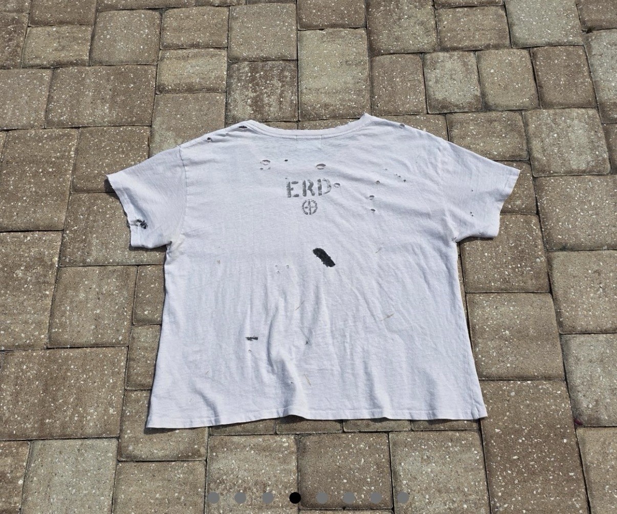 Enfants Riches Deprimes White Graphic Print Distressed Logo Crew T-Shirt
